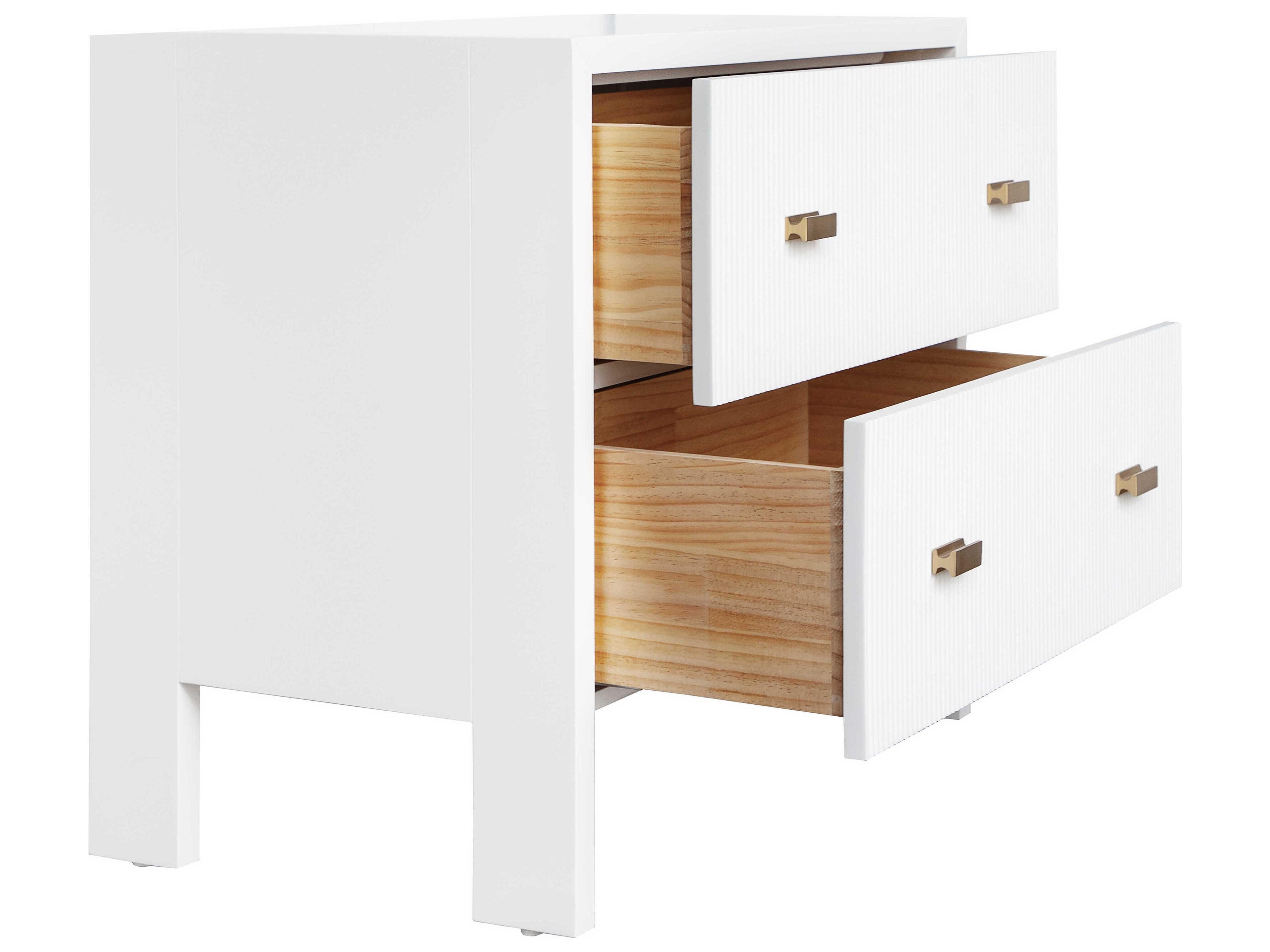 Worlds Away Rectangular Wood Matte White Lacquer End Table