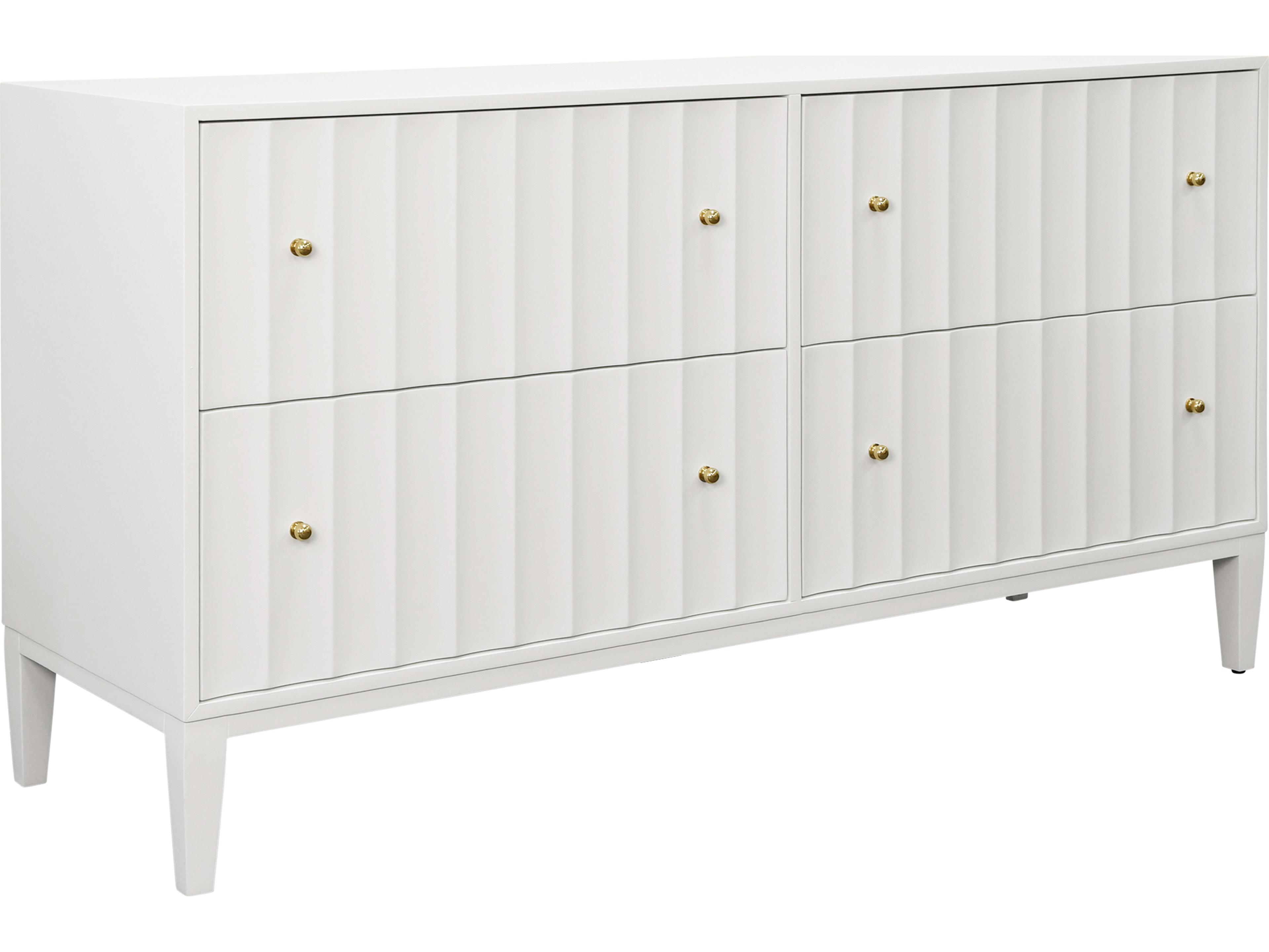4-Drawers White Double Dresser