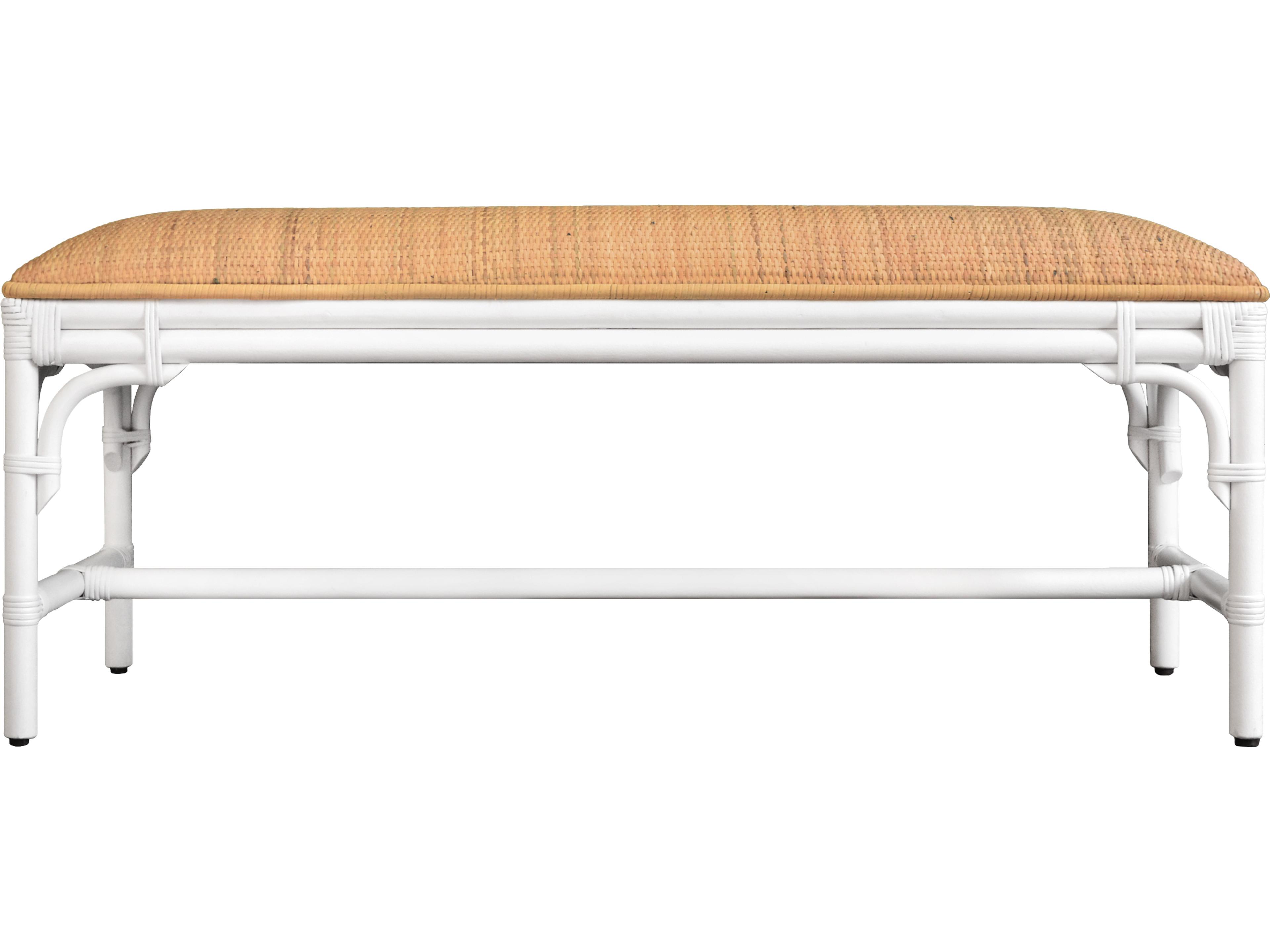 Worlds Away White Upholstered Accent Bench