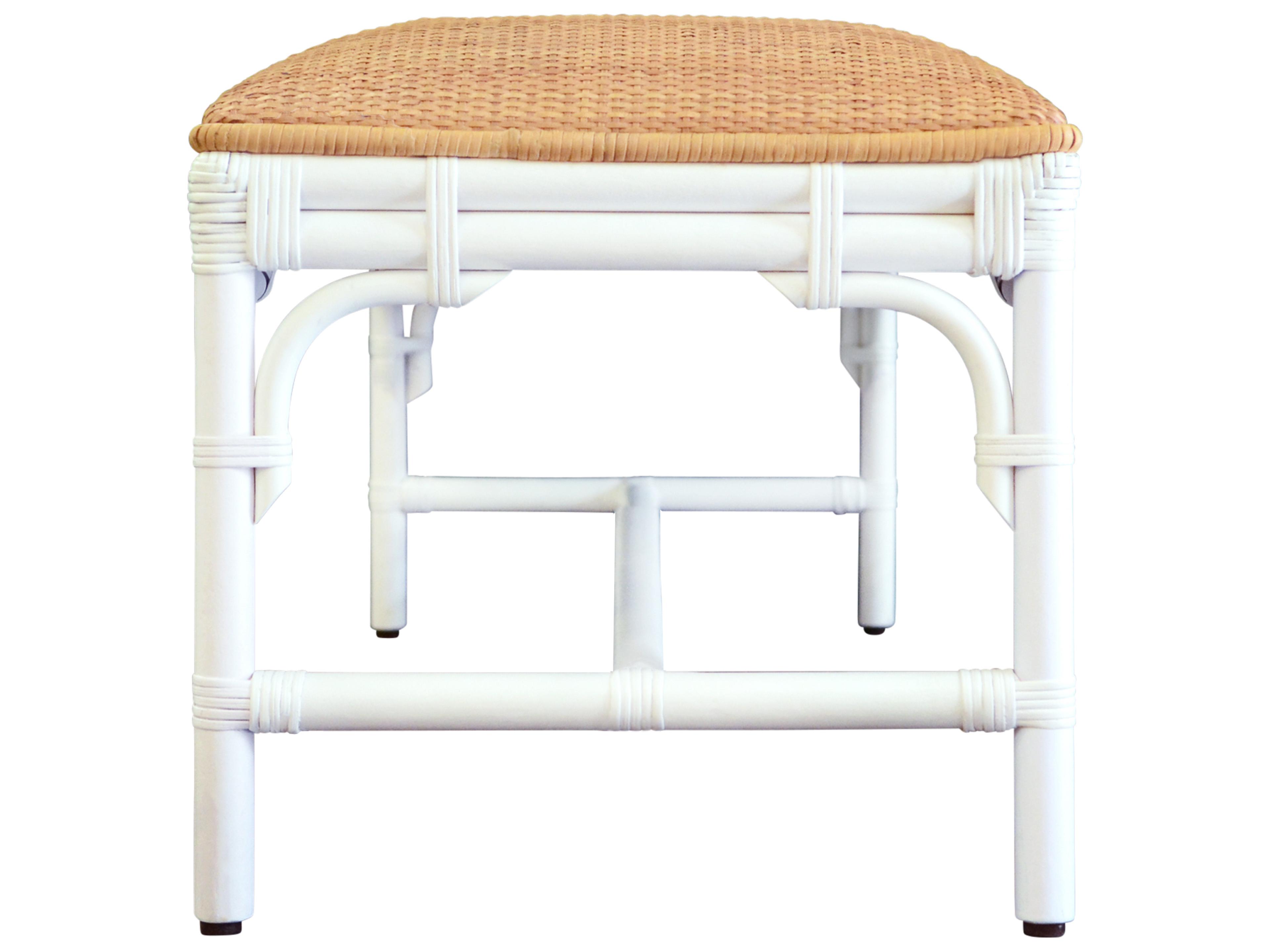 Worlds Away White Upholstered Accent Bench