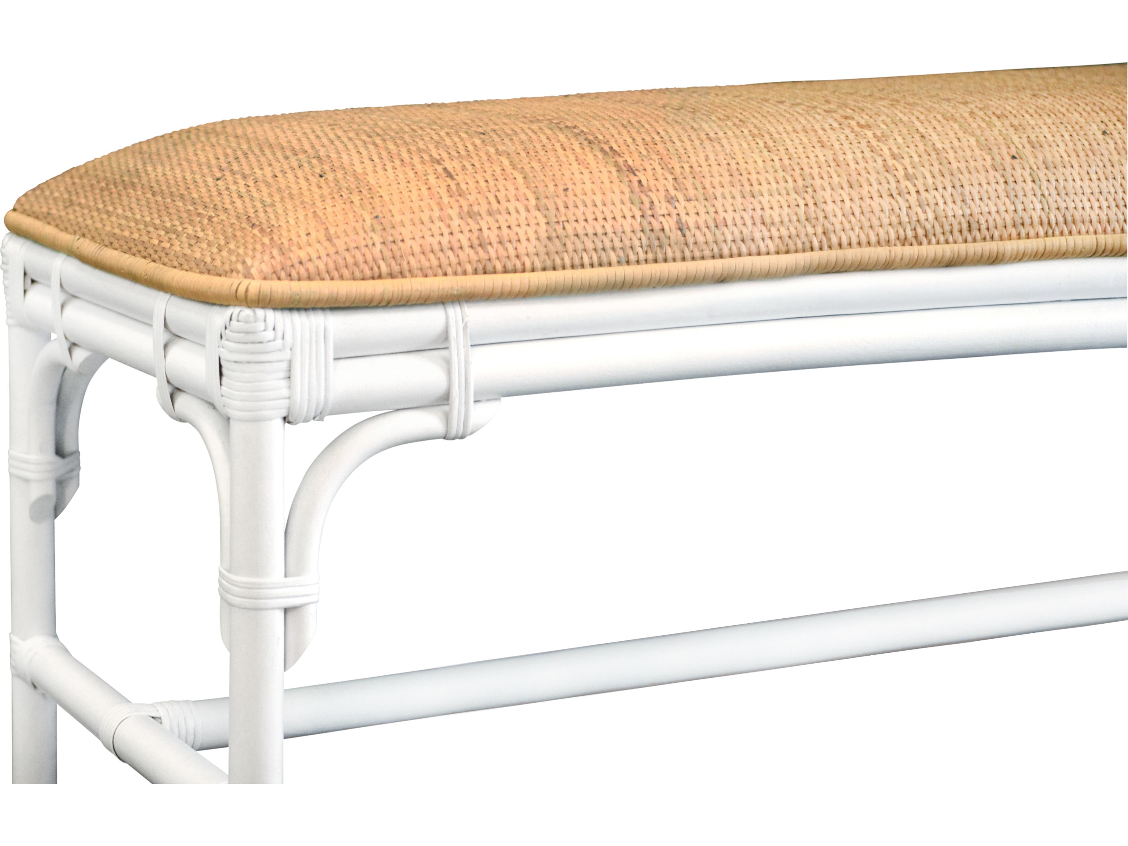 Worlds Away White Upholstered Accent Bench