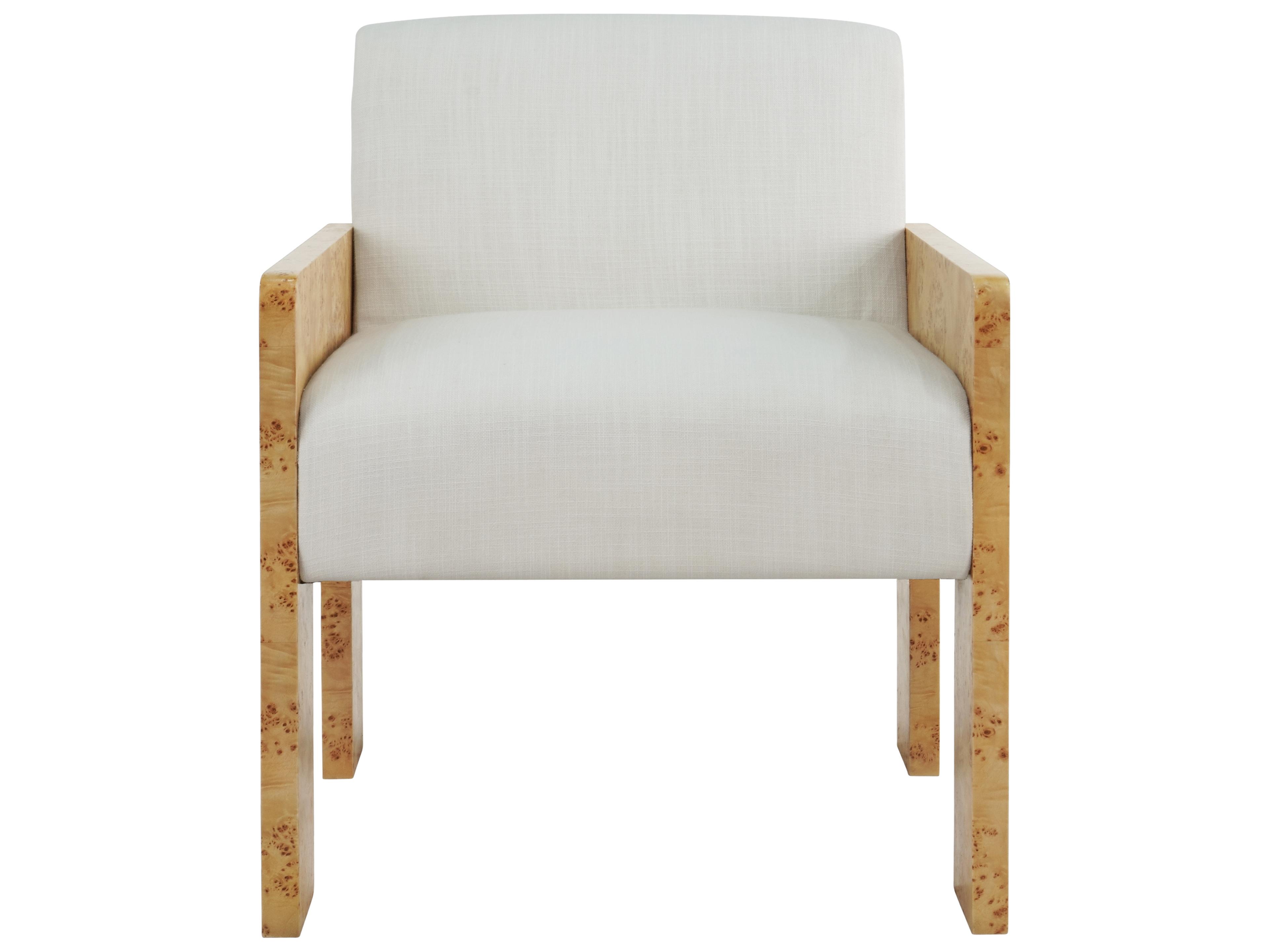 Worlds Away Burlwood Brown Upholstered Arm Dining Chair