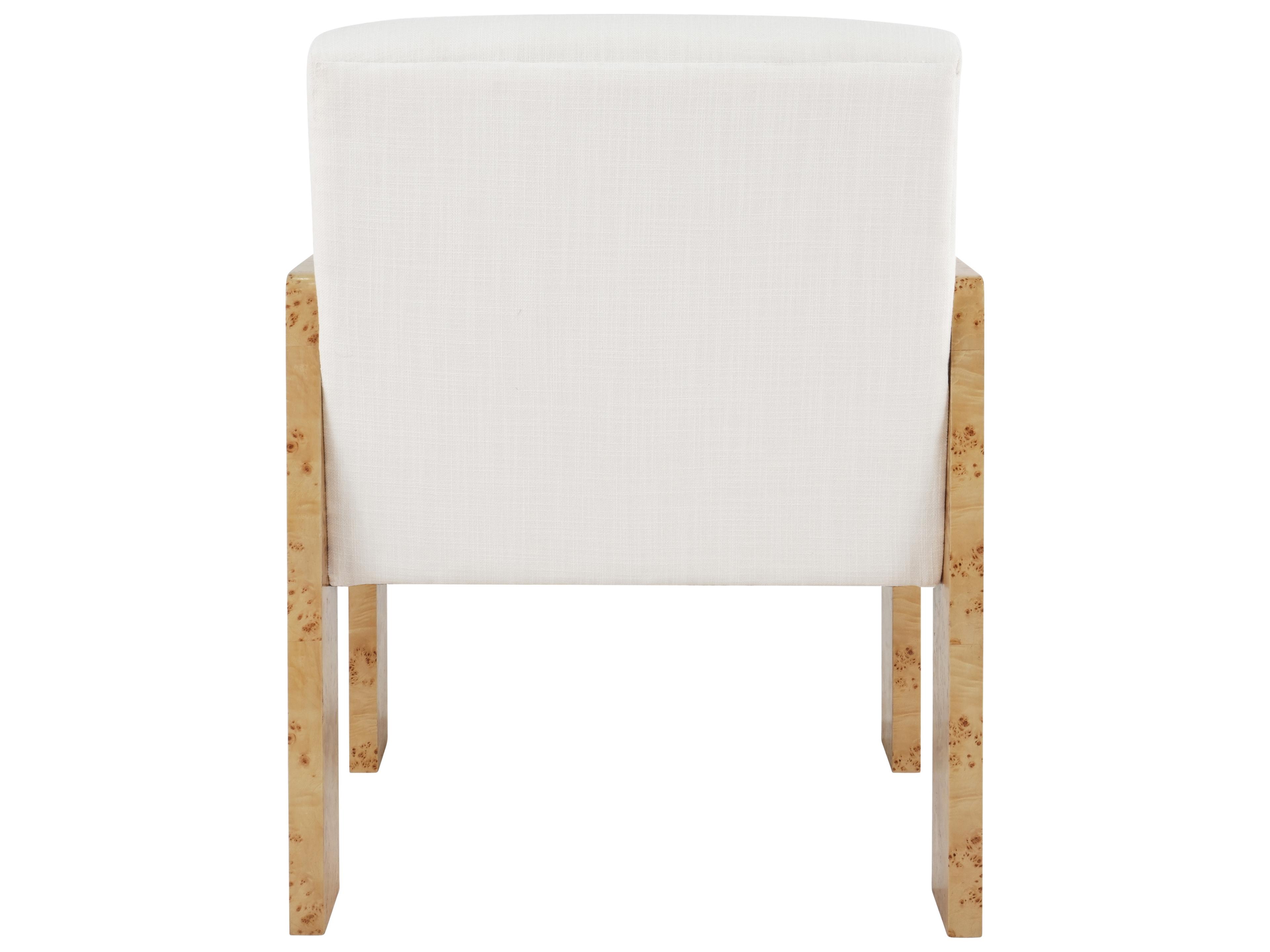 Worlds Away Burlwood Brown Upholstered Arm Dining Chair