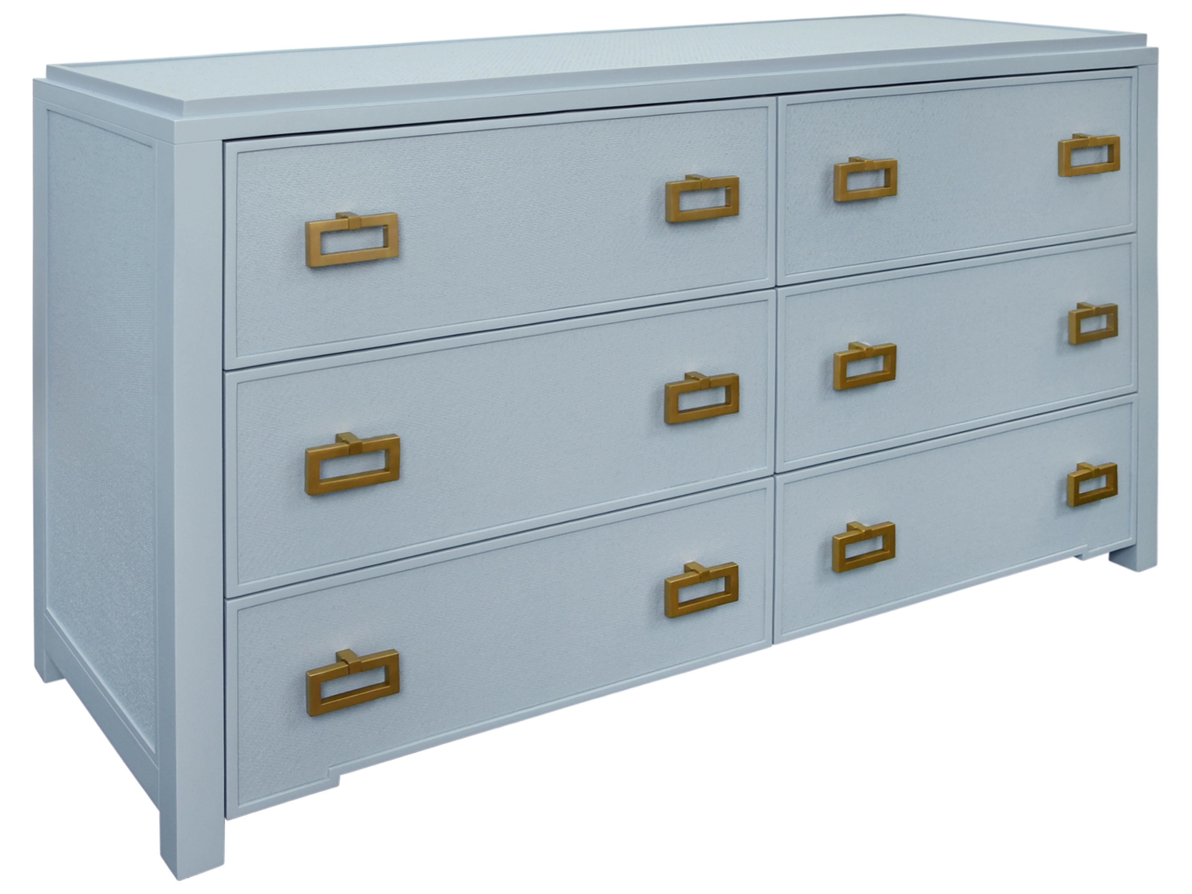 6-Drawers Blue Double Dresser