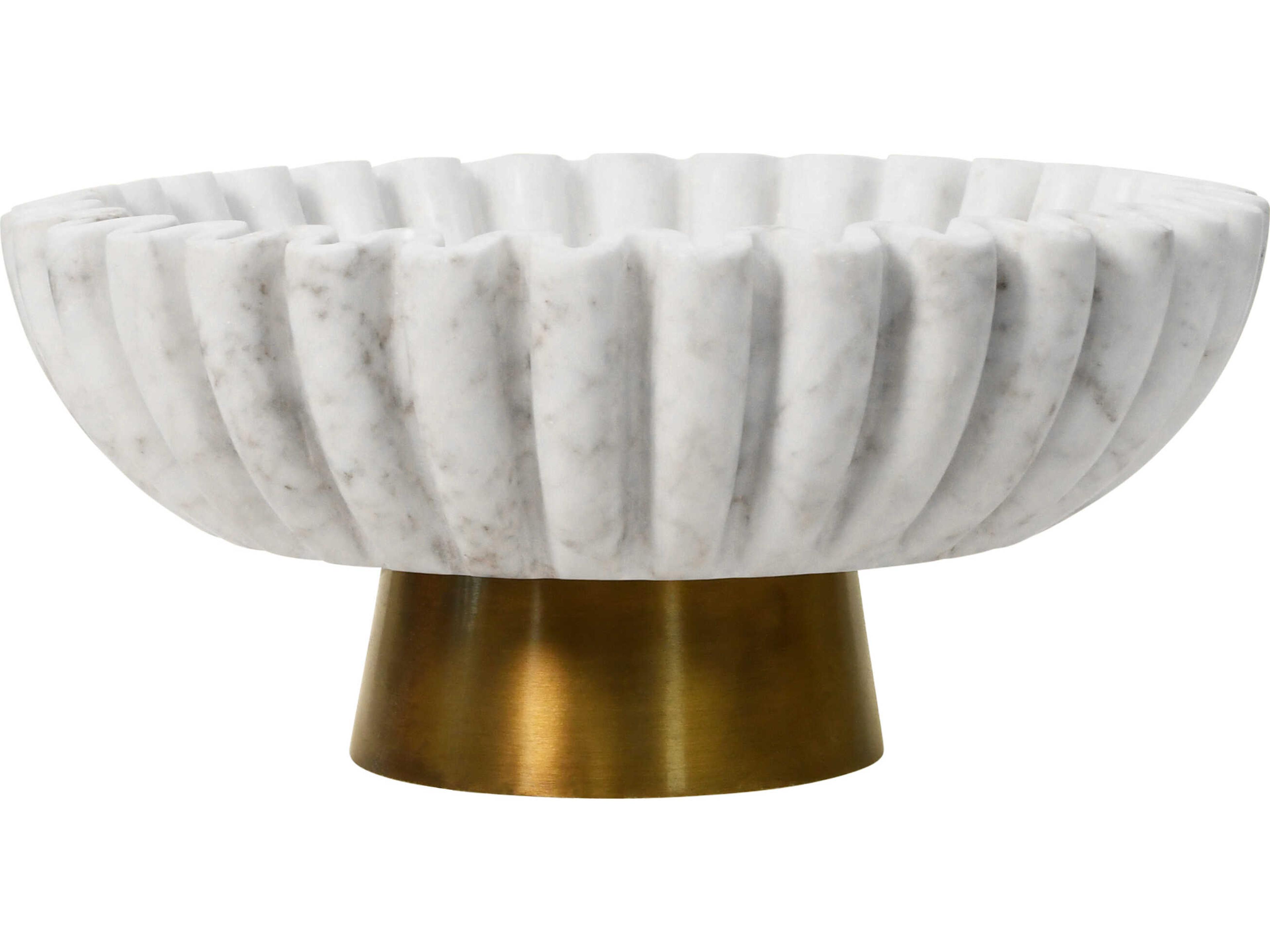 Augie Round Fluted White Marble Decorative Plate