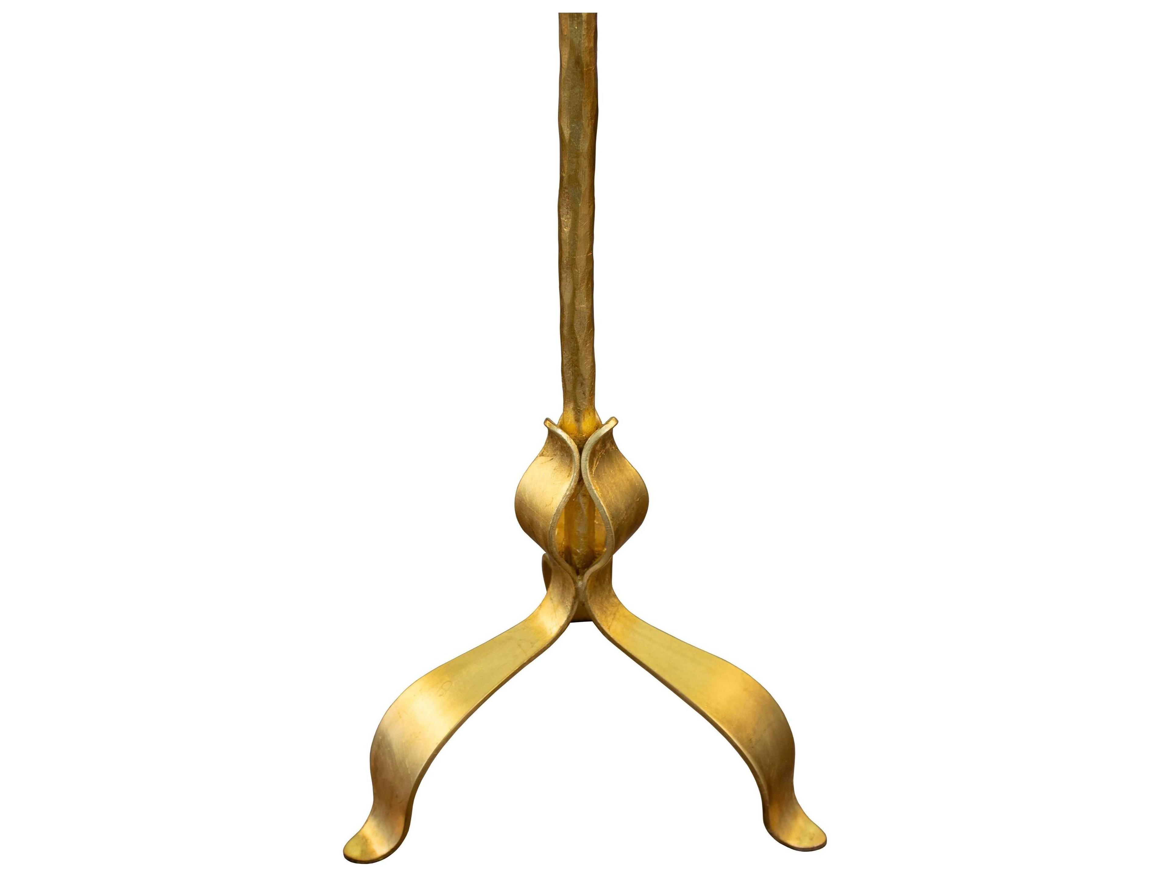 Worlds Away Round Gold Leaf Antique Mirror End Table