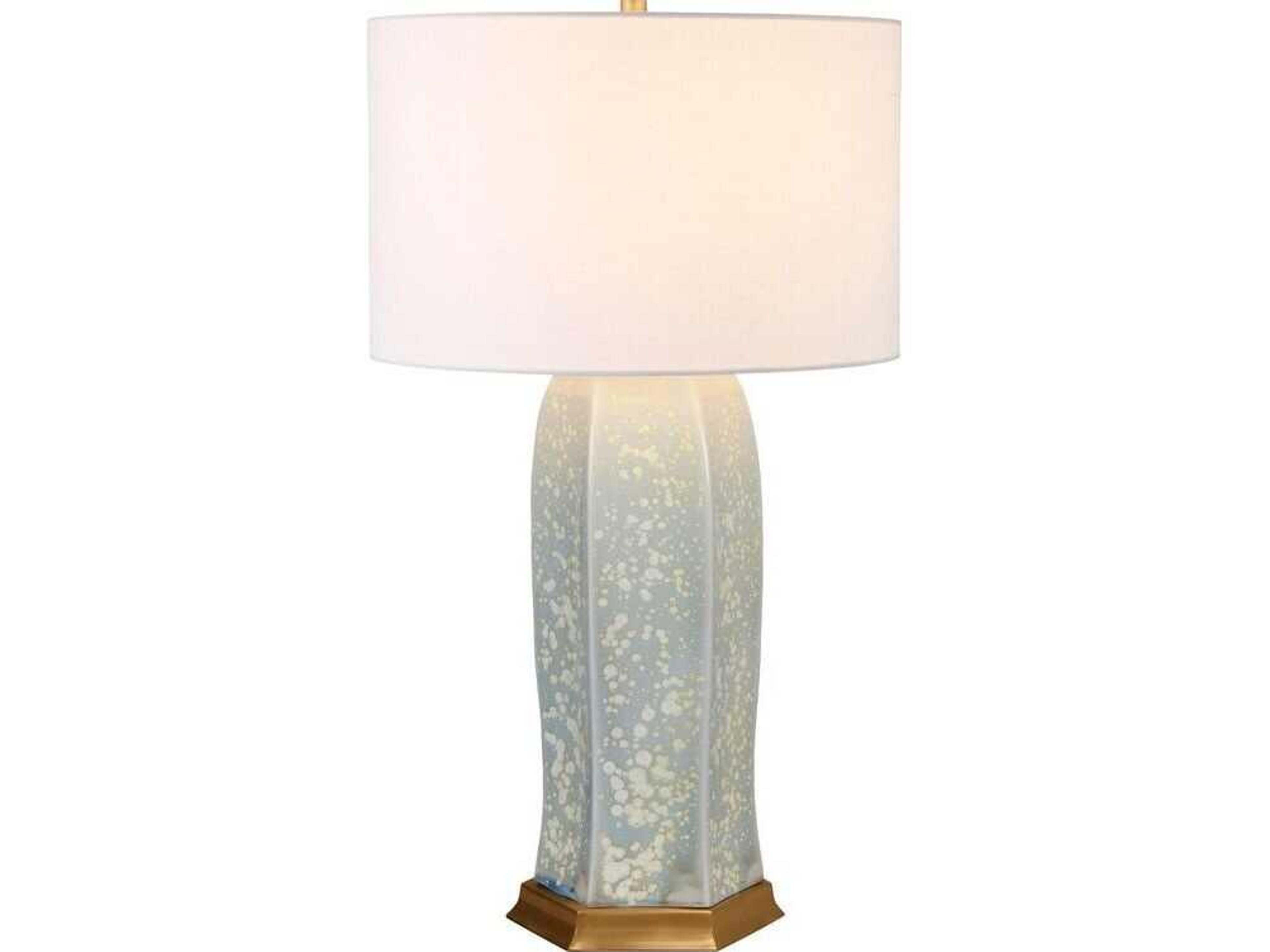Worlds Away Barron Blue Brass Buffet Lamp
