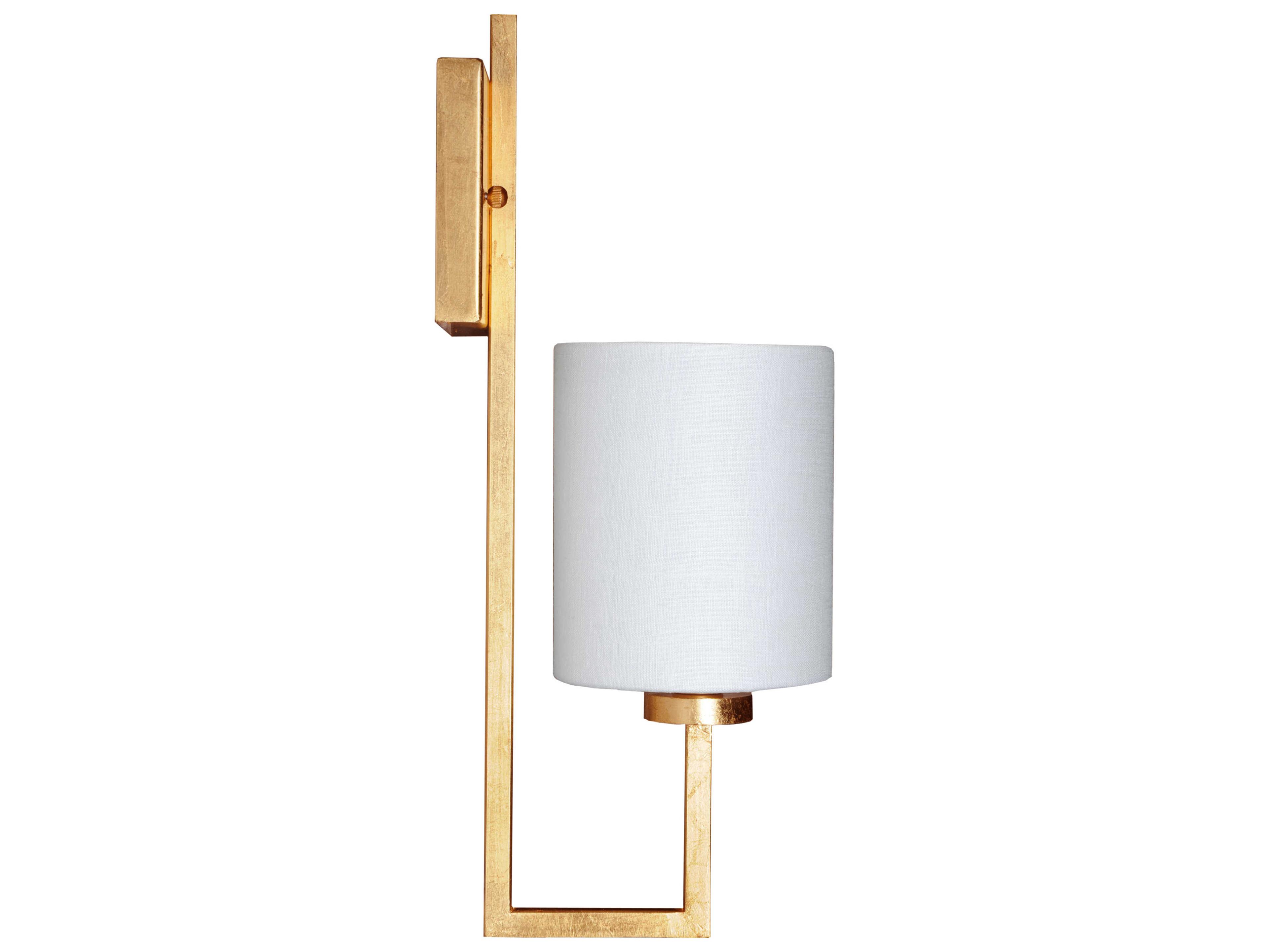 Worlds Away White Linen Gold Leaf Wall Sconce
