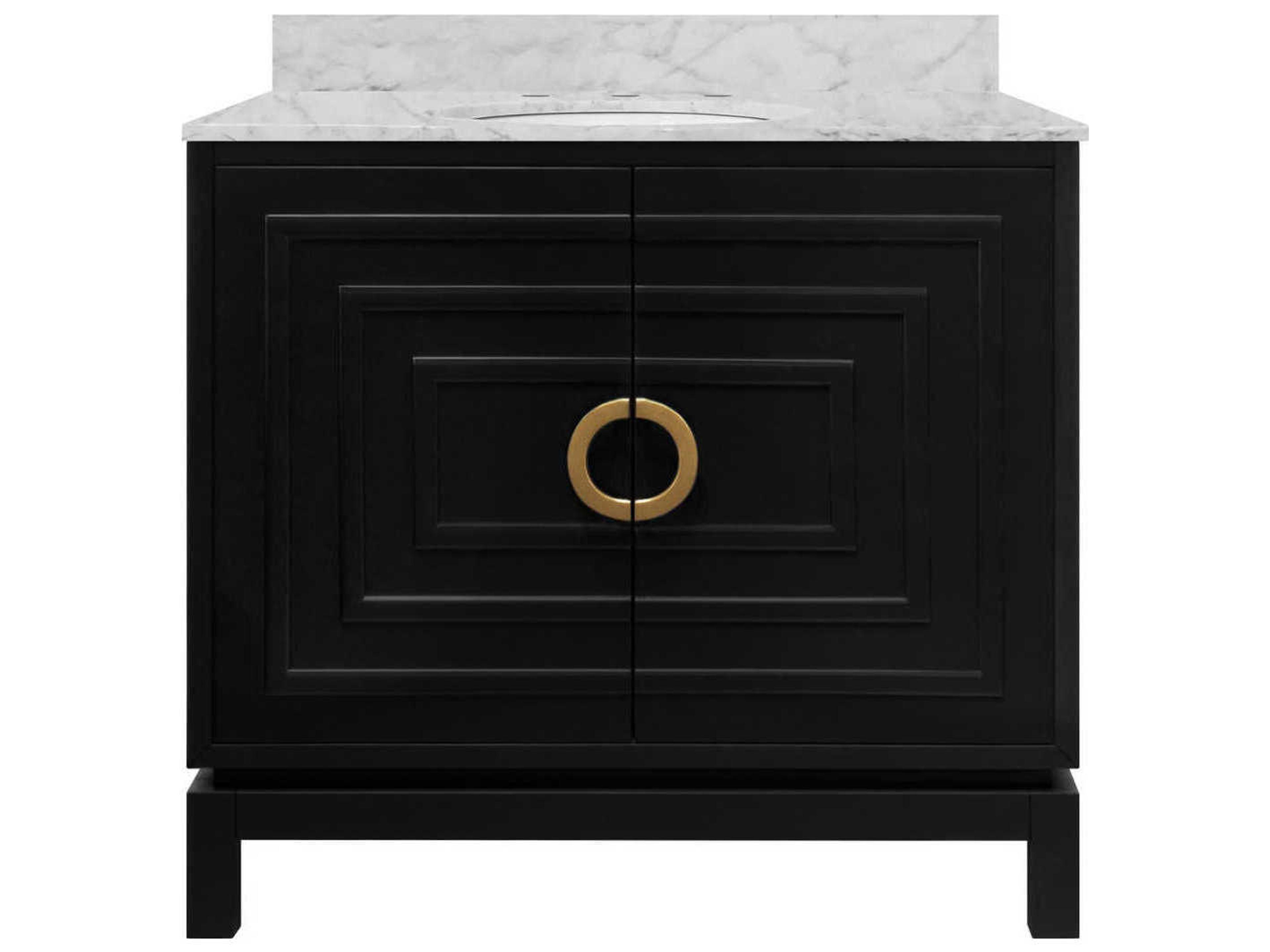 White Marble / Matte Black Vanity