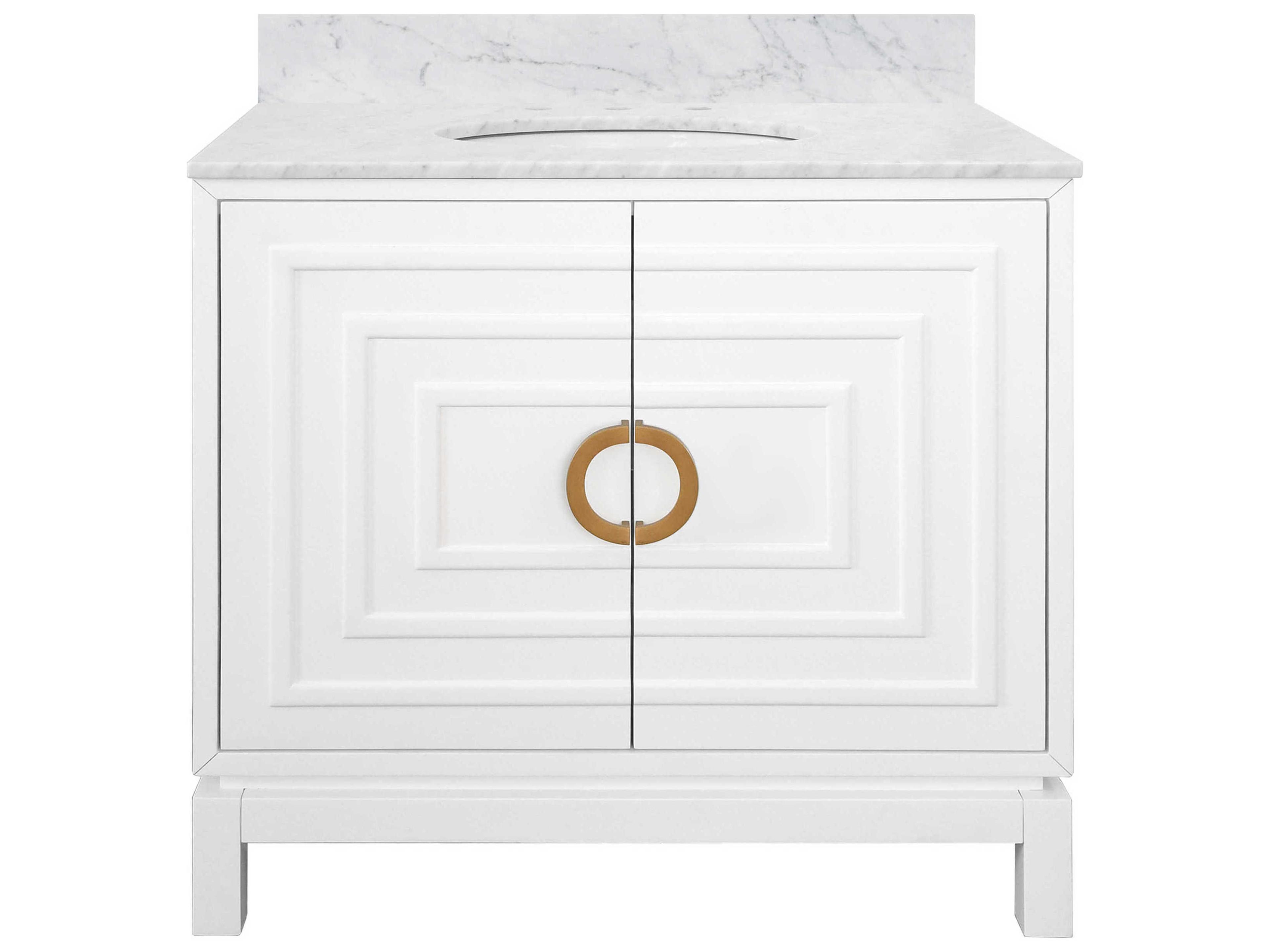 Antique Brass / Matte White Lacquer 36" Vanity
