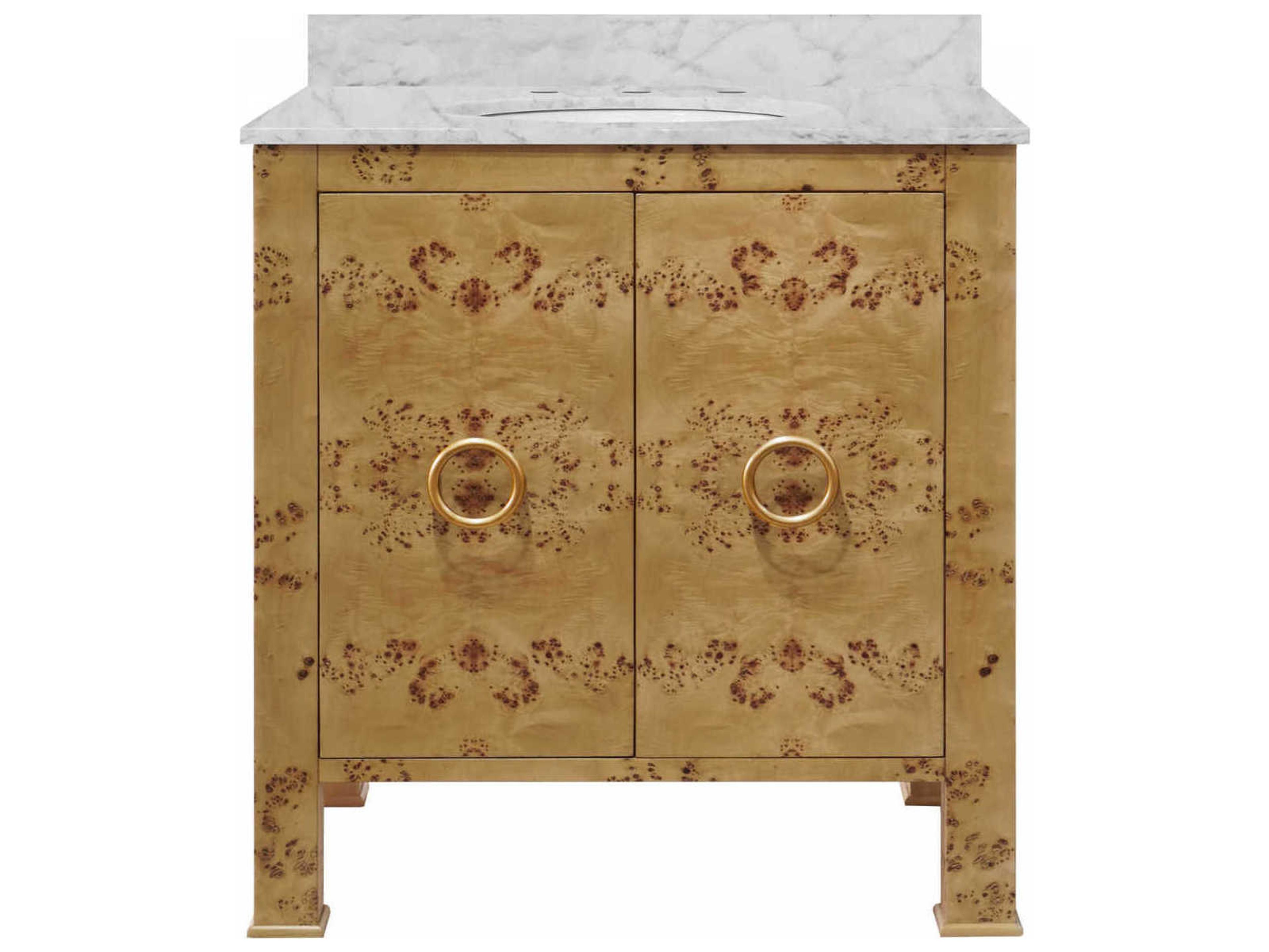 White Carrara Marble / Natural Burl Wood Vanity