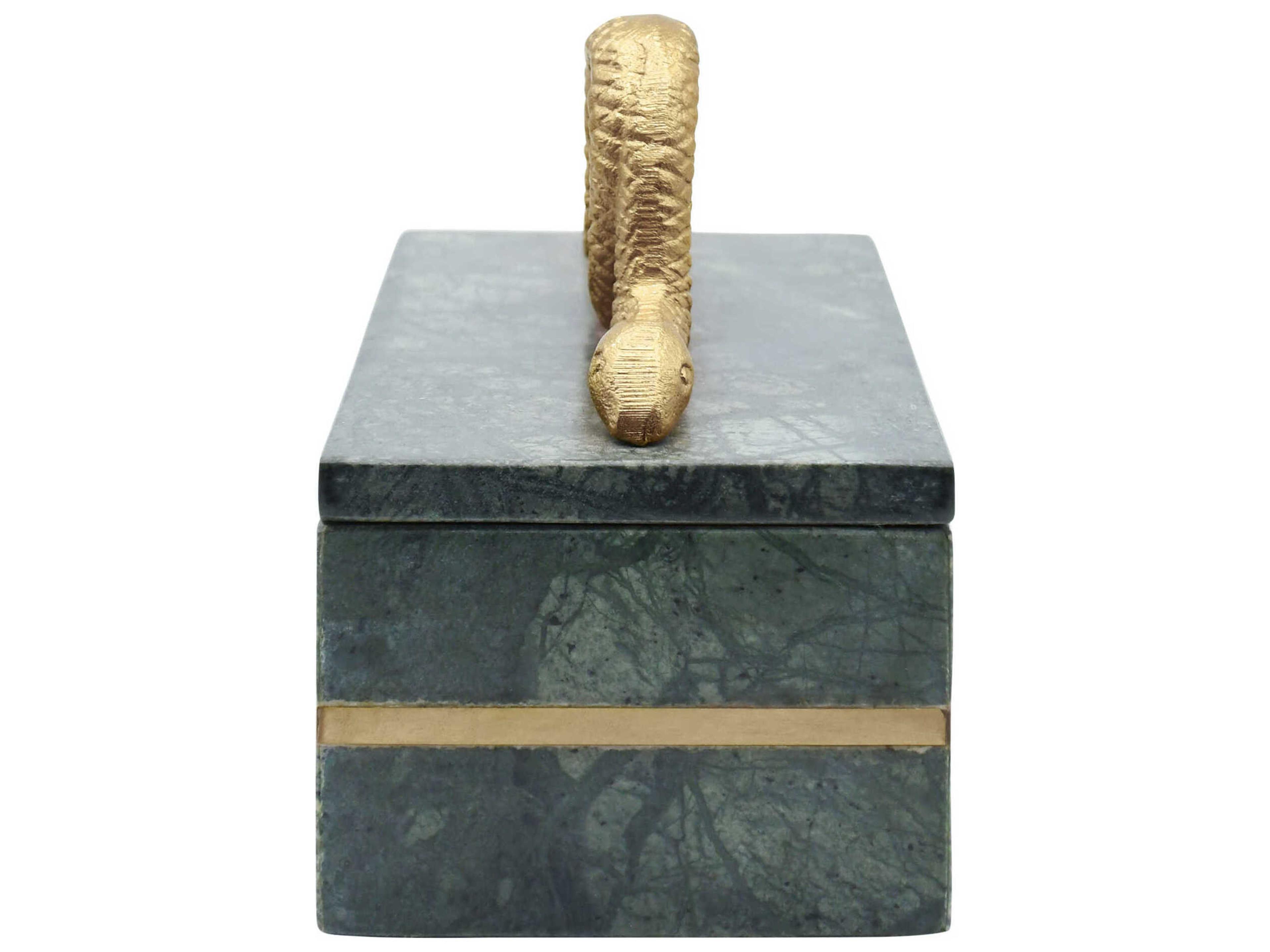 Worlds Away Snake Green / Brass Marble Box