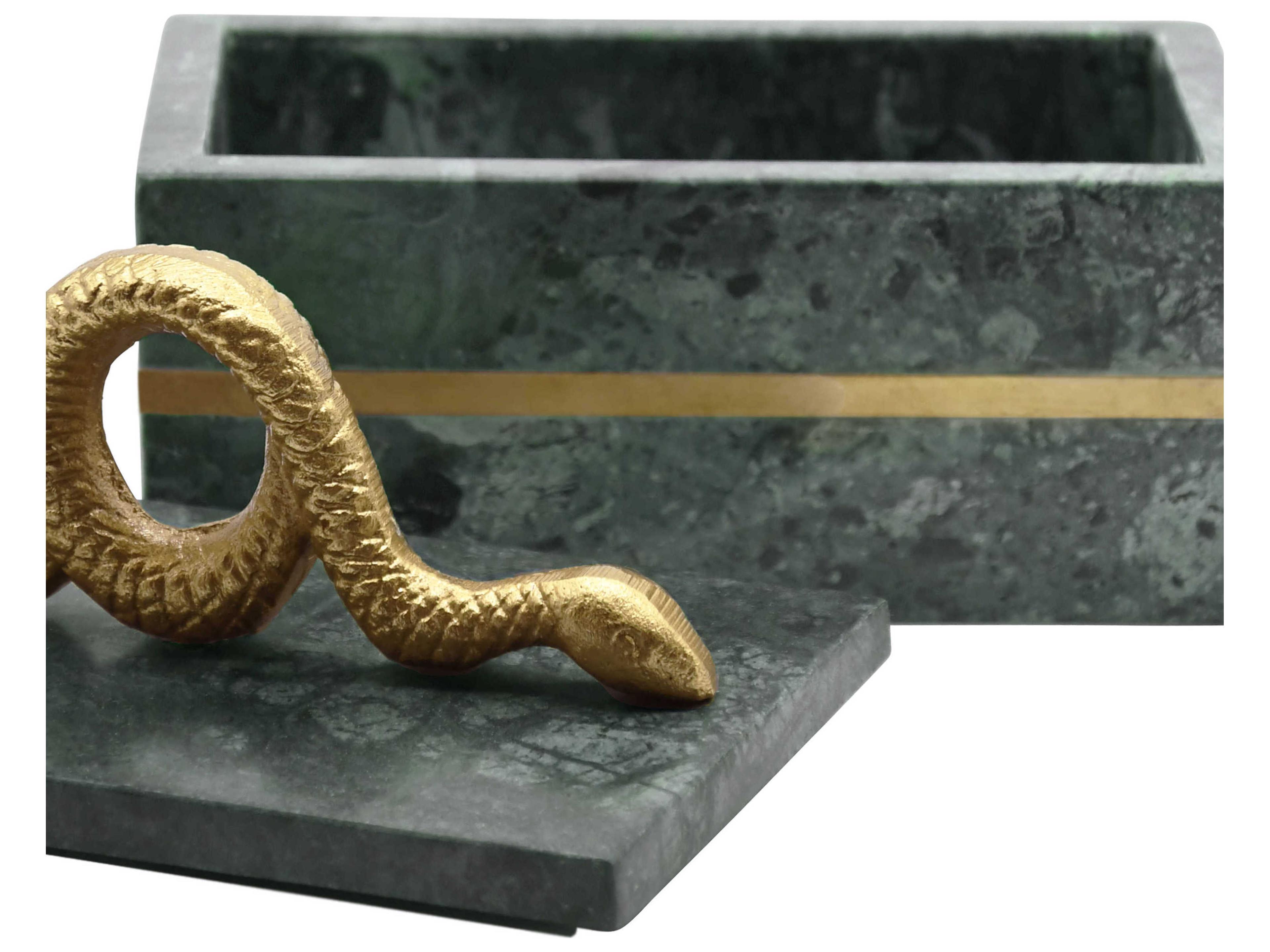 Worlds Away Snake Green / Brass Marble Box