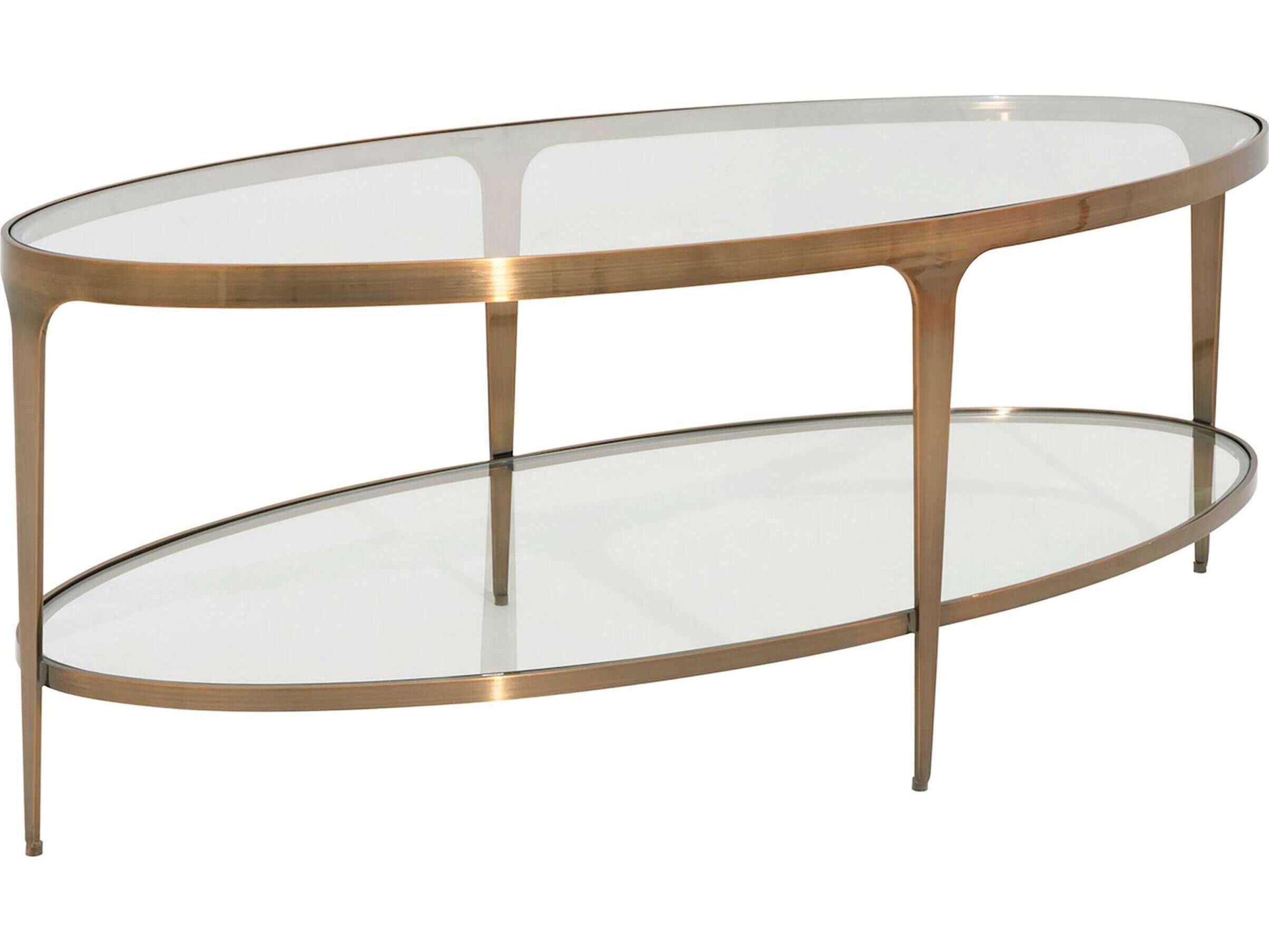 Oval Glass Antique Brass Coffee Table