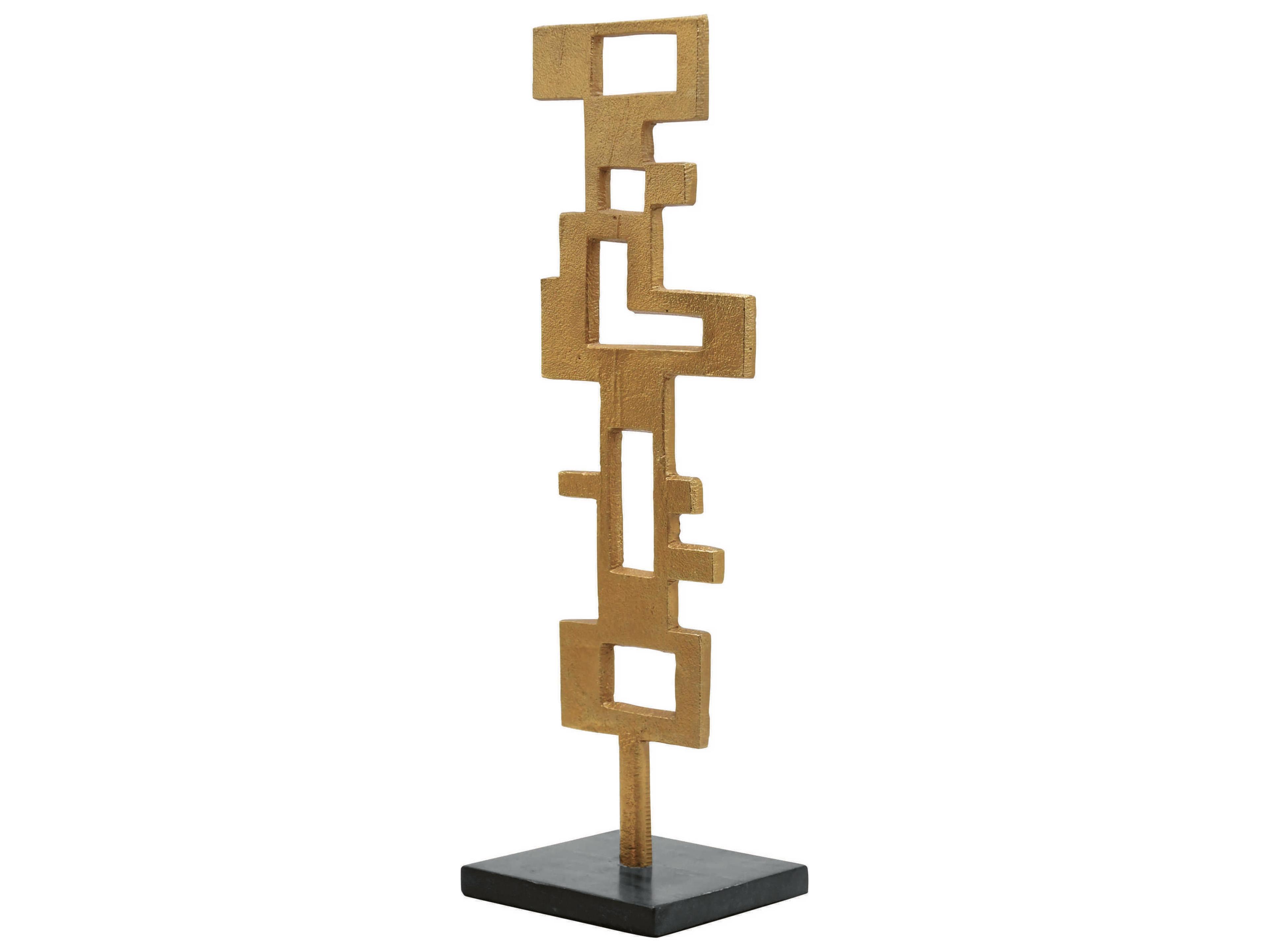 Worlds Away Brutalist Black Marble / Metal Sculpture 