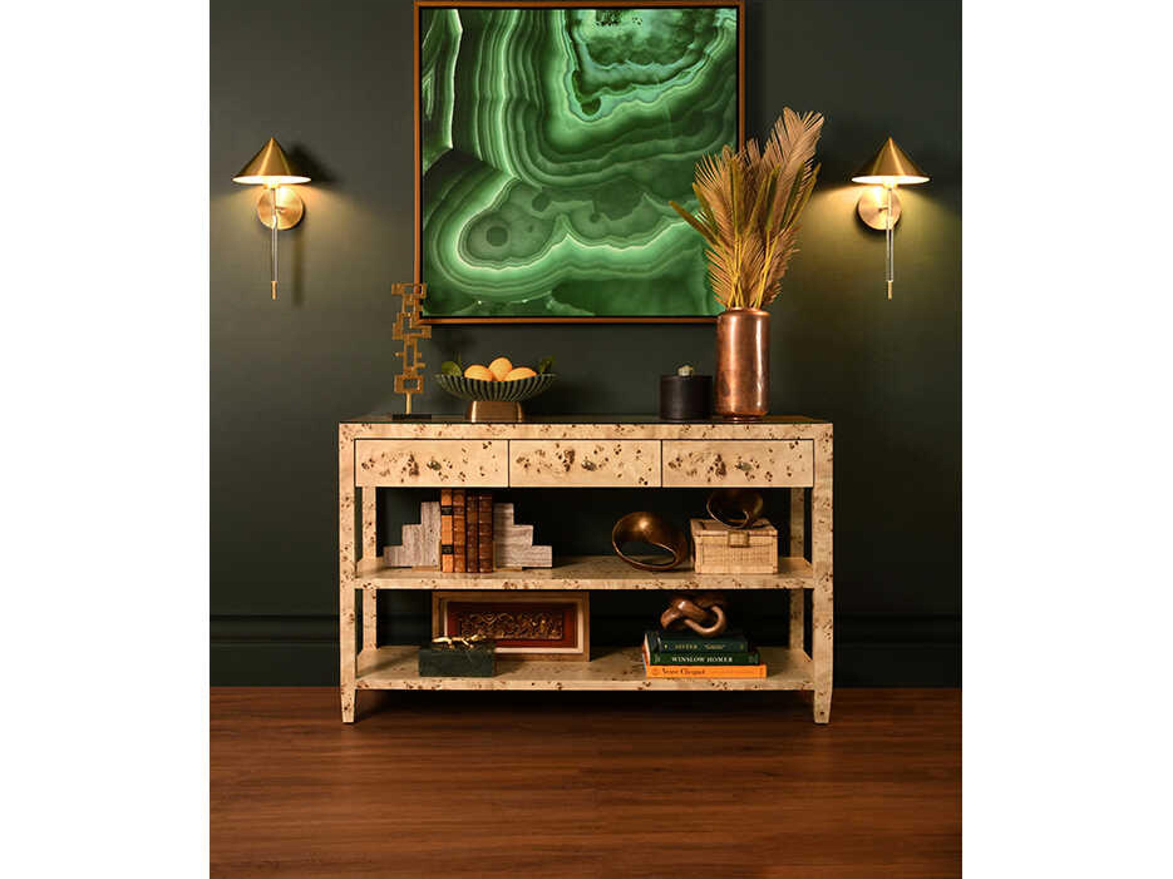 Worlds Away Briar Rectangular Wood Brown Console Table