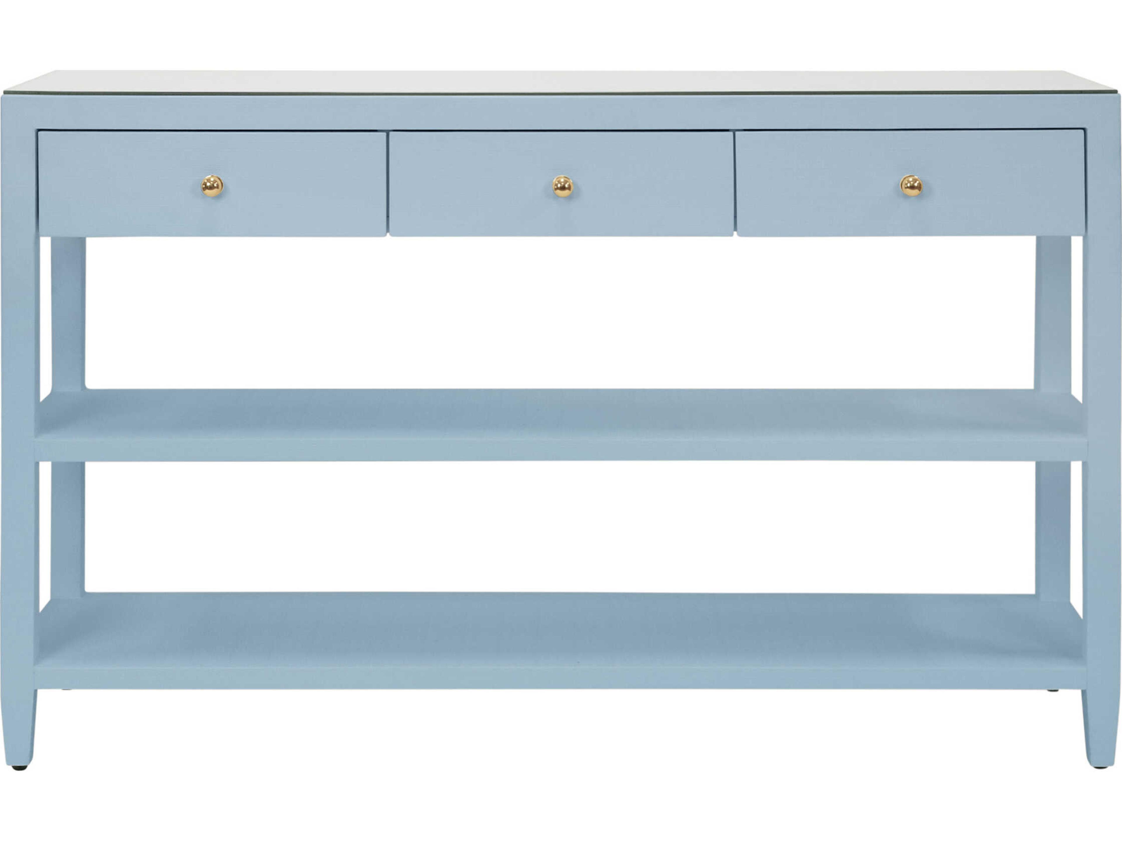 Worlds Away Briar Rectangular Wood Blue Console Table