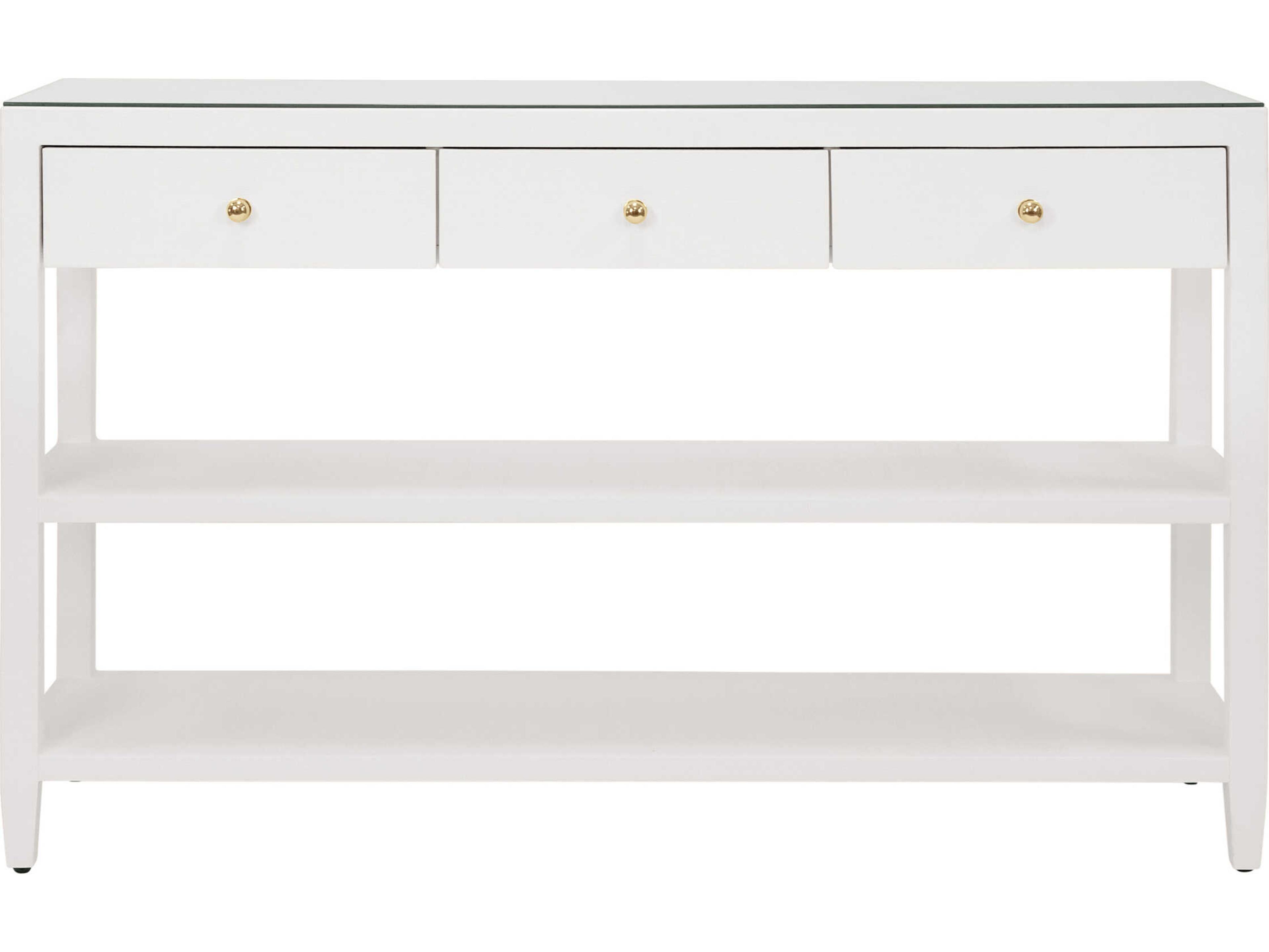 Worlds Away Briar Rectangular Wood White Console Table
