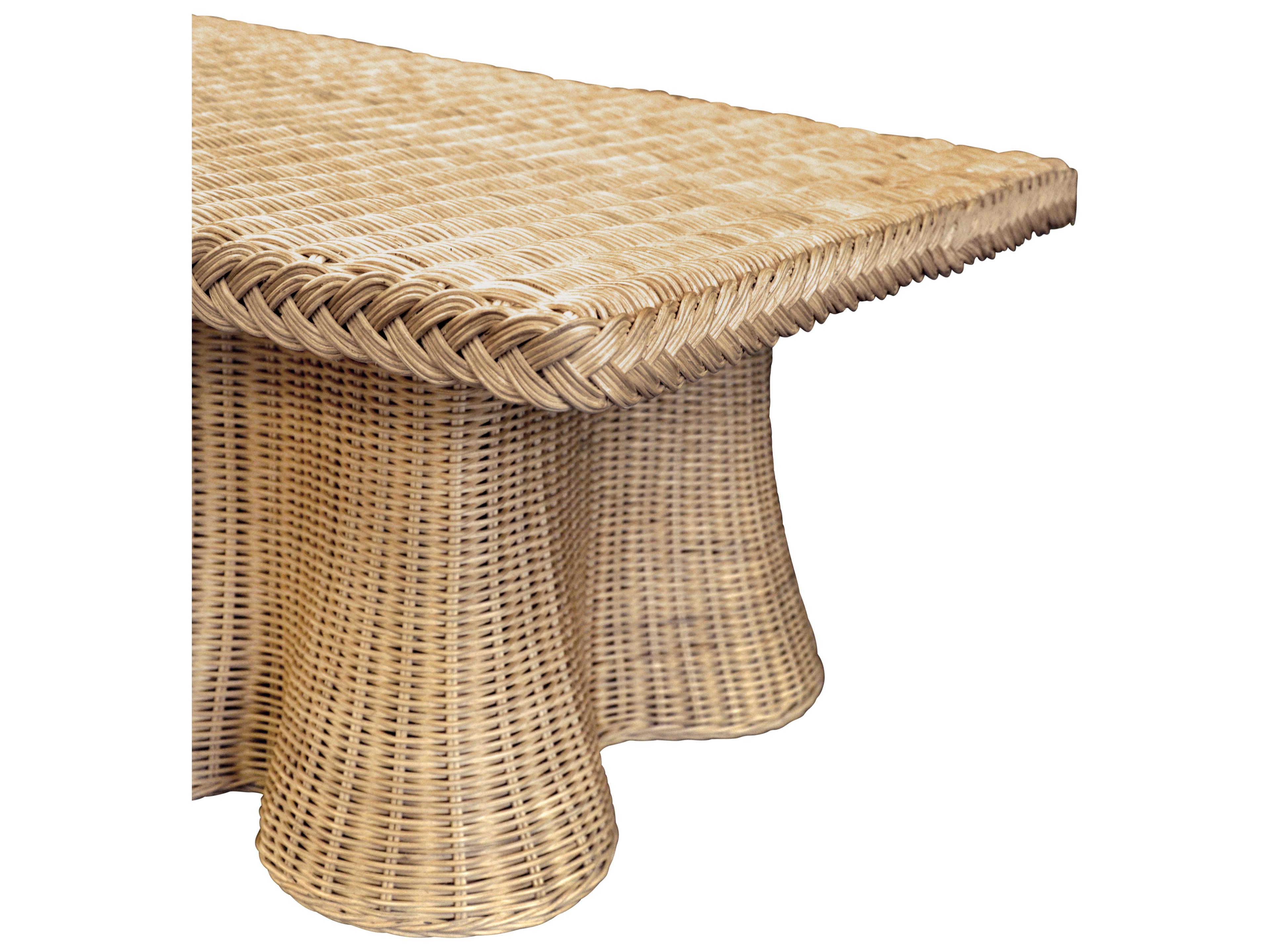 Worlds Away Rectangular Rattan Coffee Table
