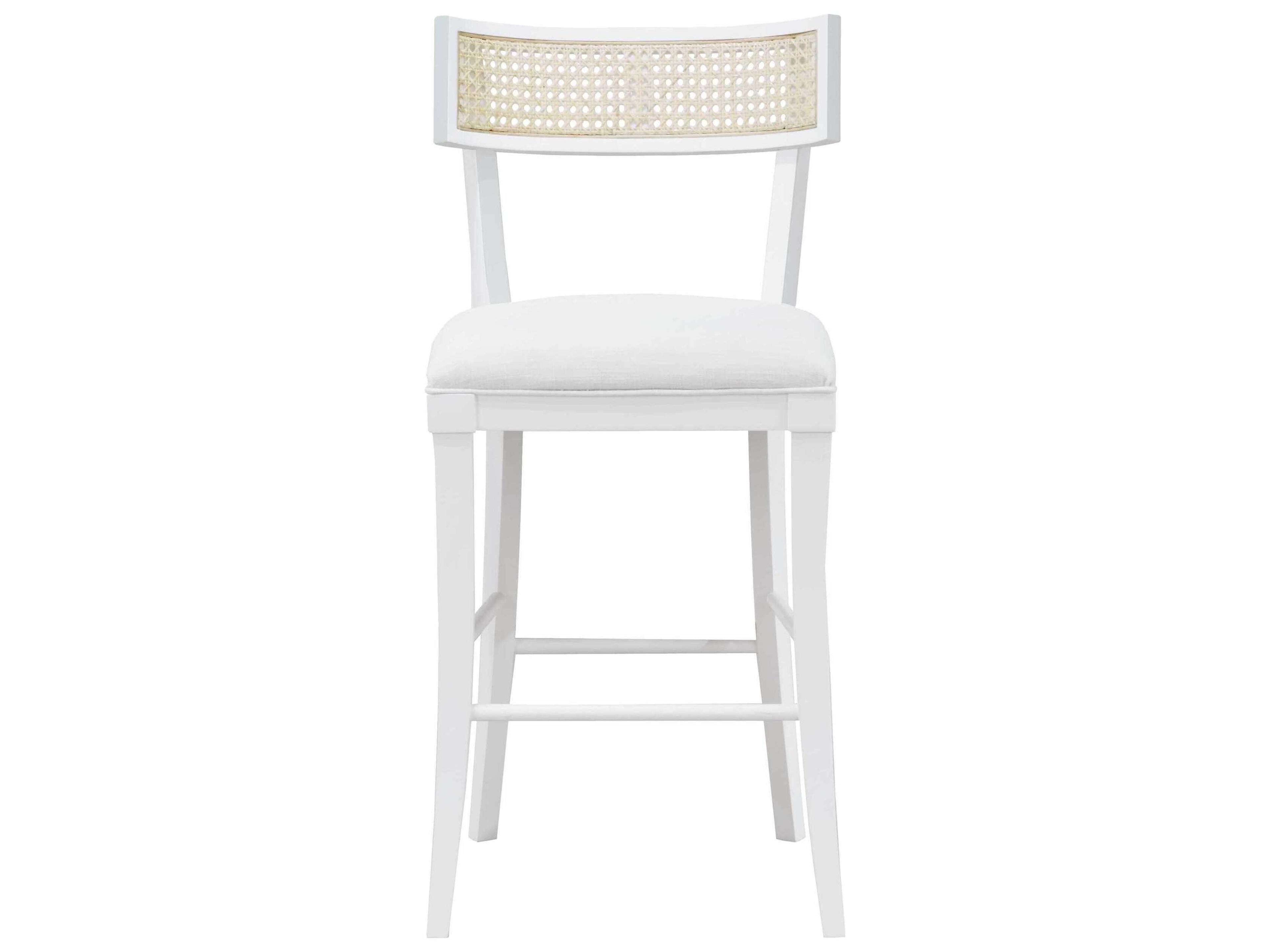 Worlds Away Upholstered Matte White Lacquer Counter Stool