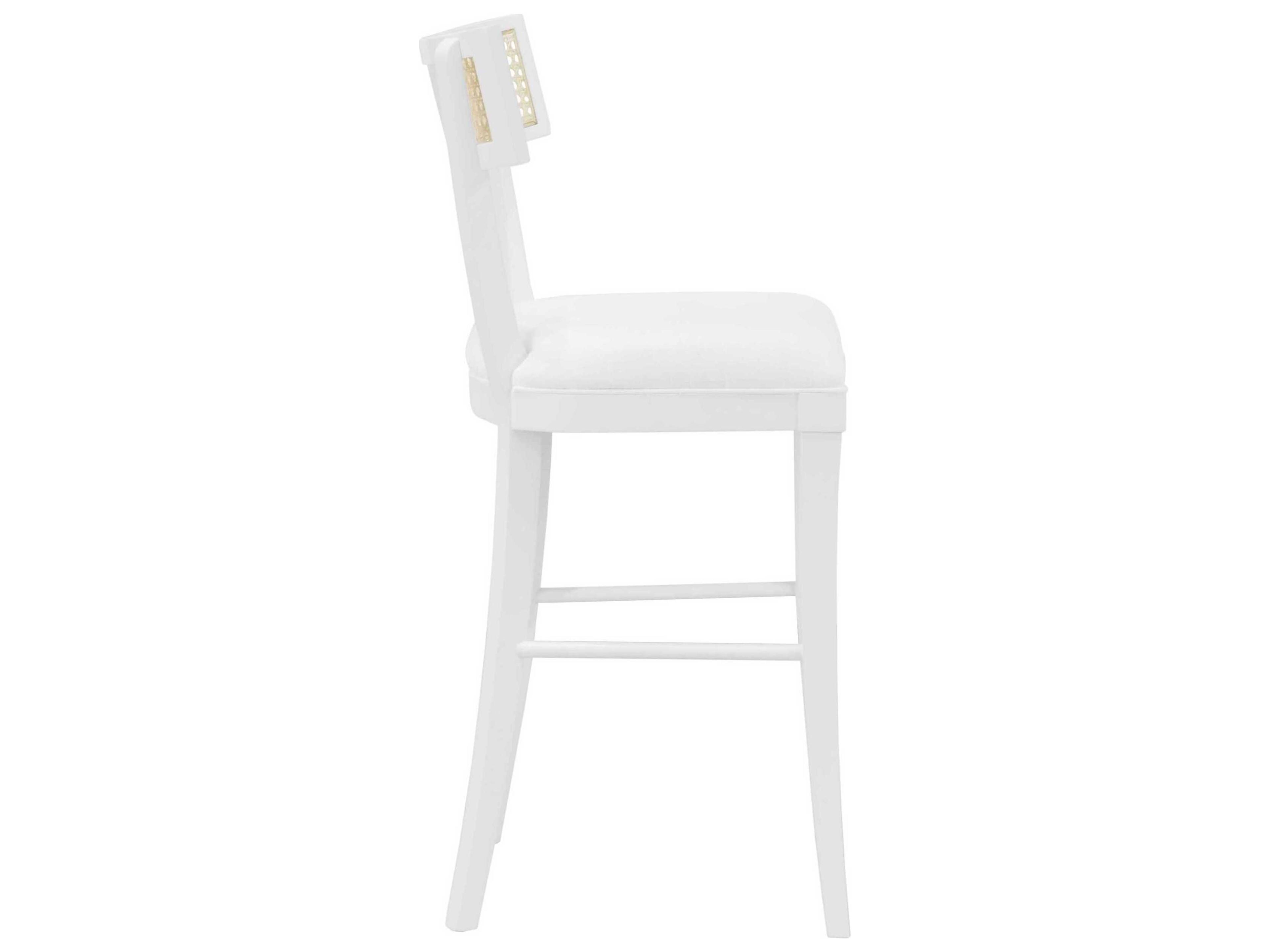 Worlds Away Upholstered Matte White Lacquer Counter Stool