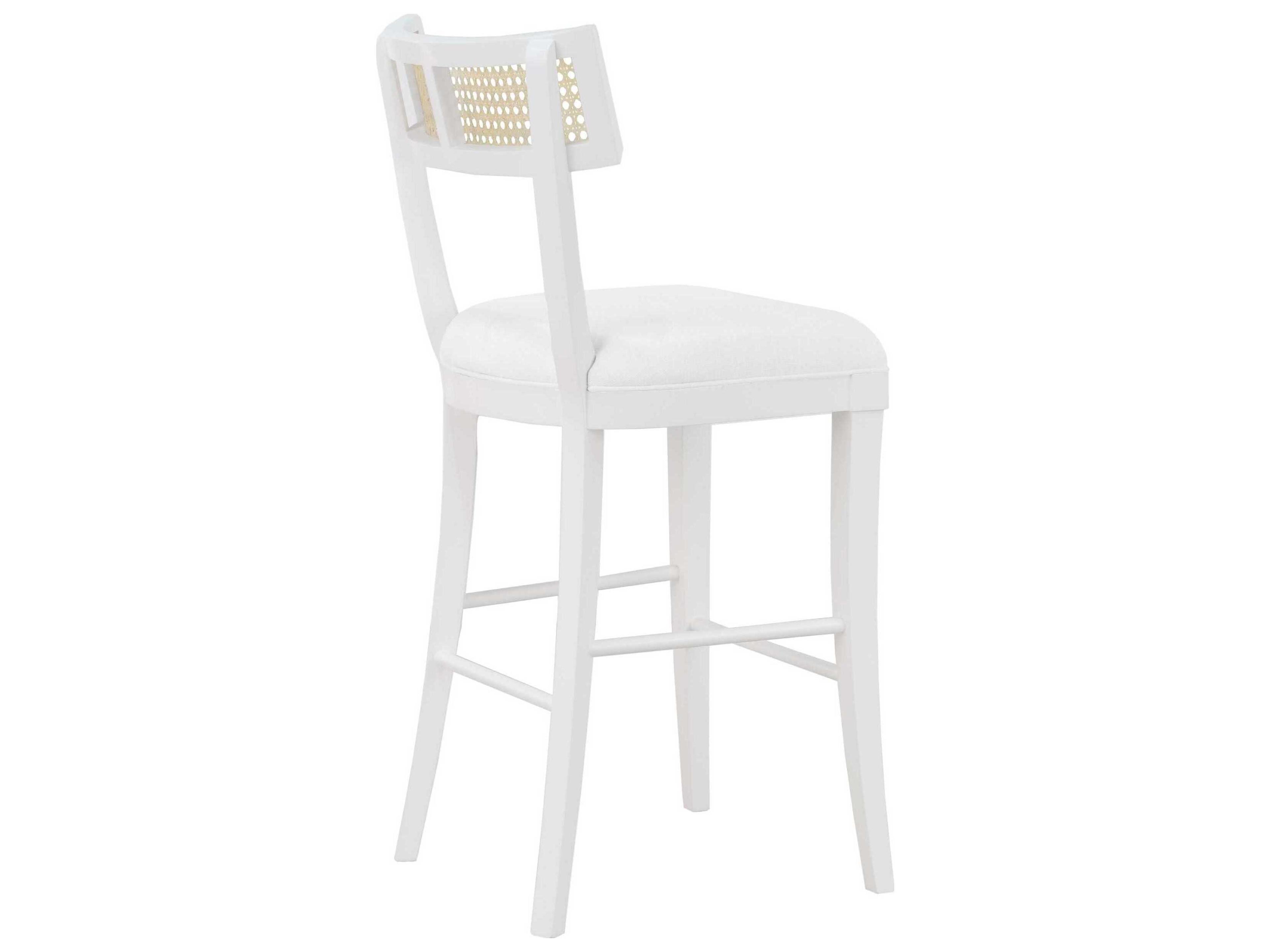 Worlds Away Upholstered Matte White Lacquer Counter Stool
