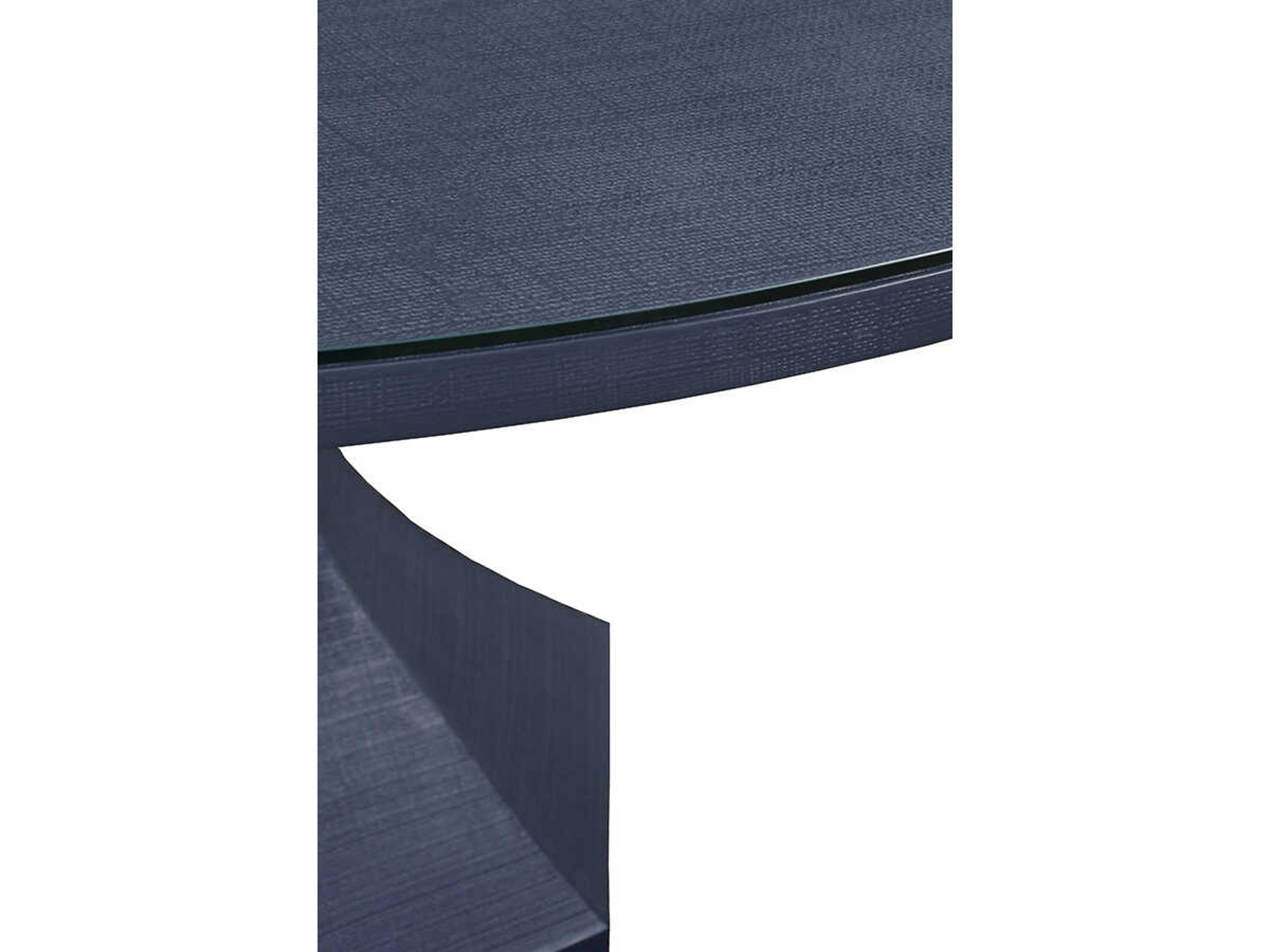 Worlds Away Bryce Round Wood Blue Dining Table