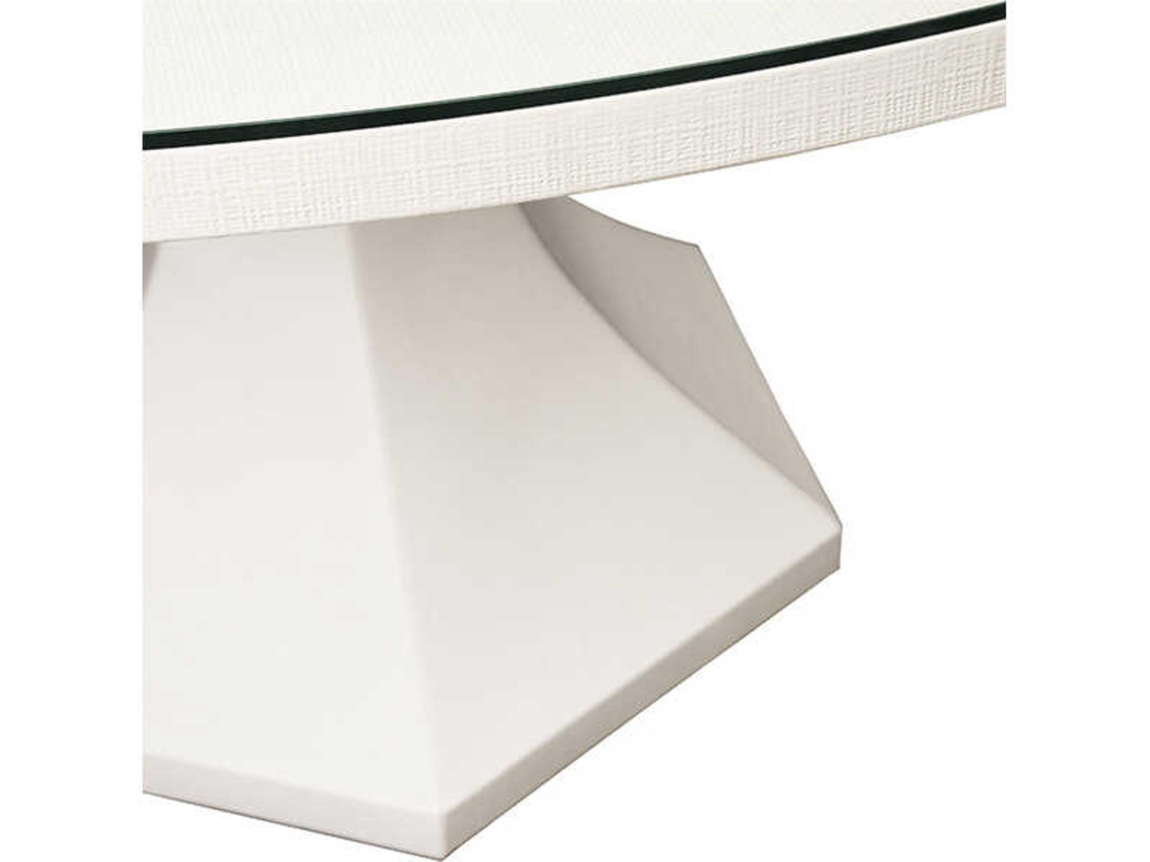 Worlds Away Bryce Round Glass White Dining Table
