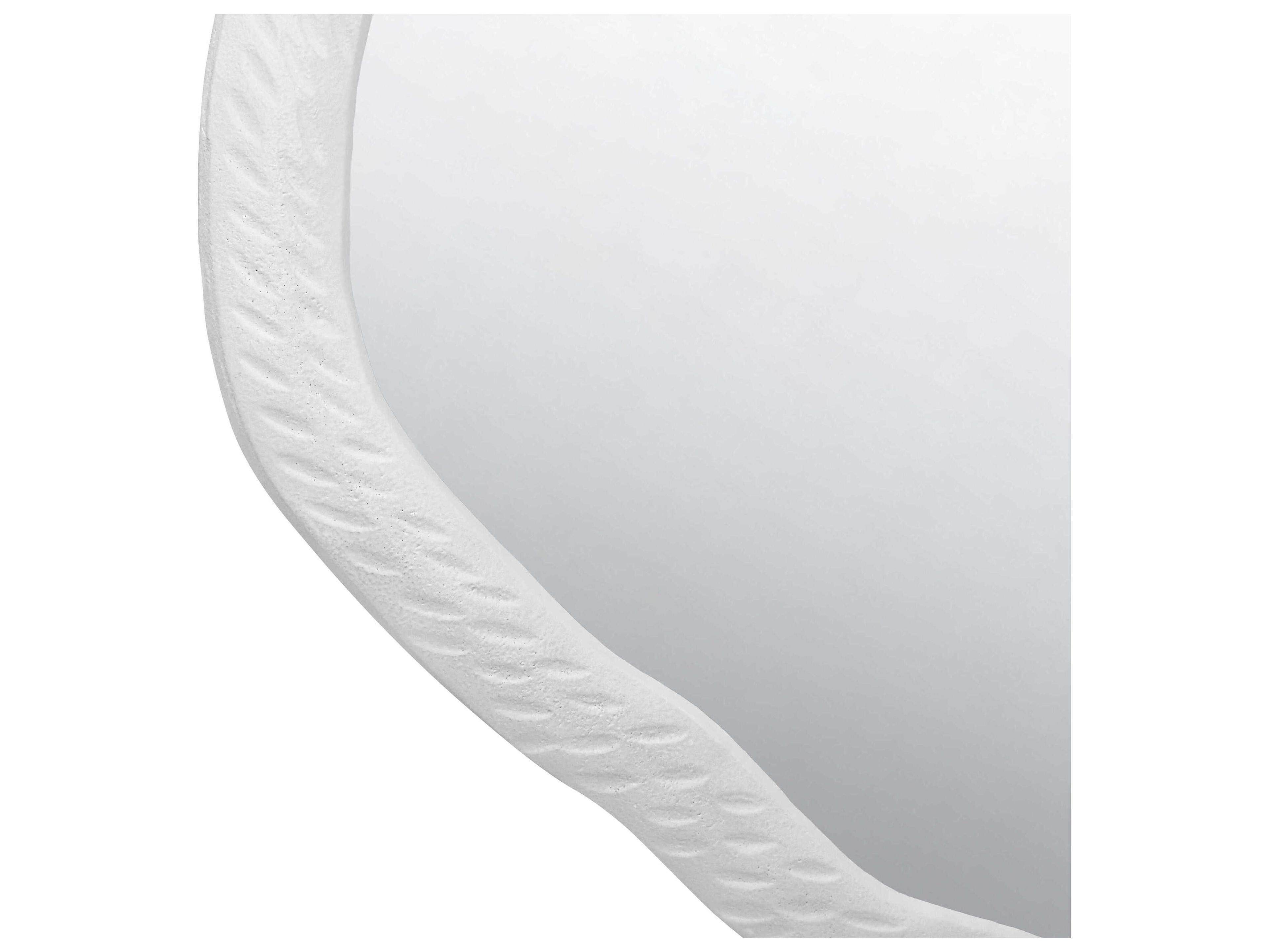 Worlds Away Matte White Round Wall Mirror 