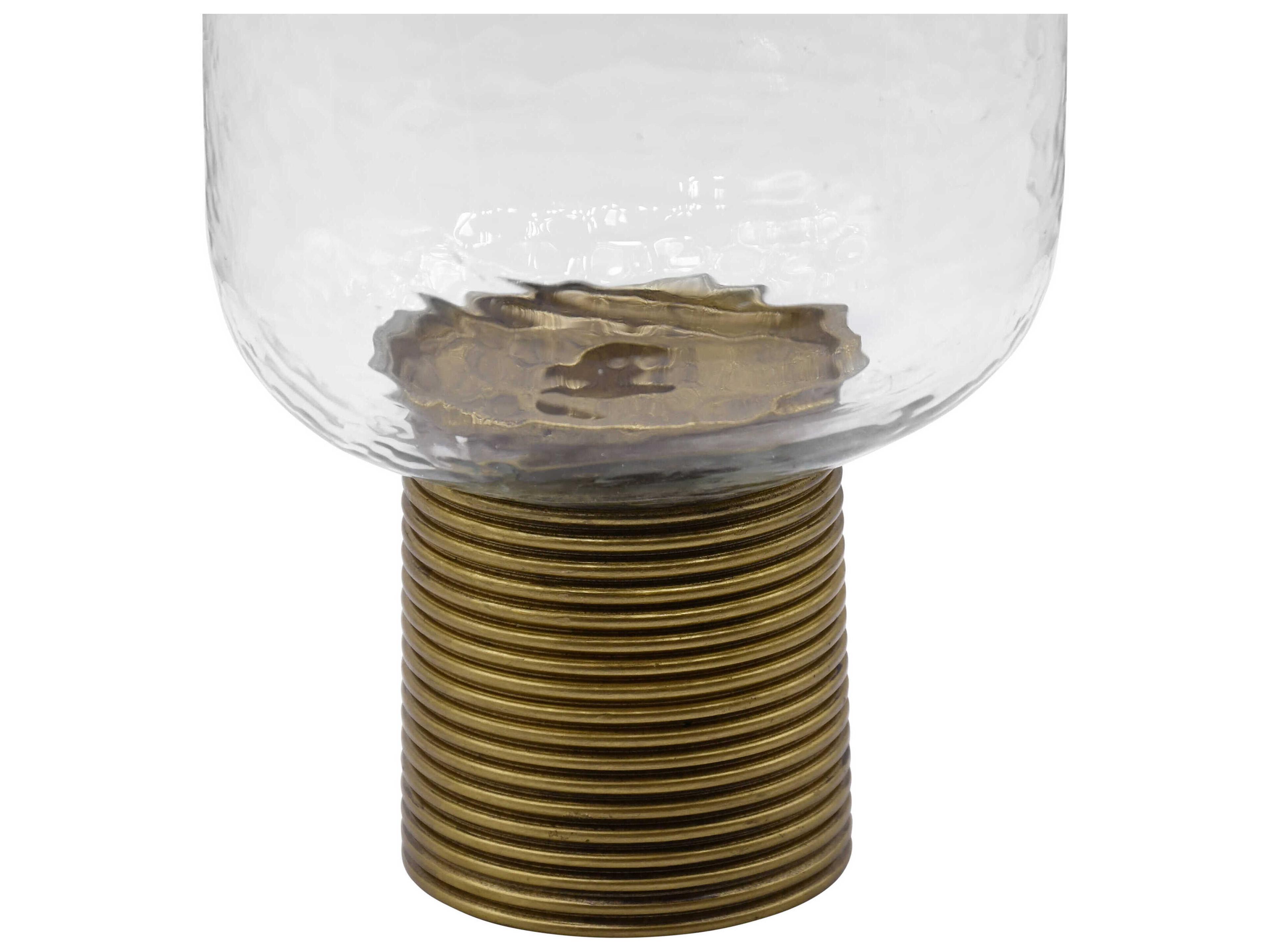 Worlds Away Small Ribbed Brass / Glass Candle Votive