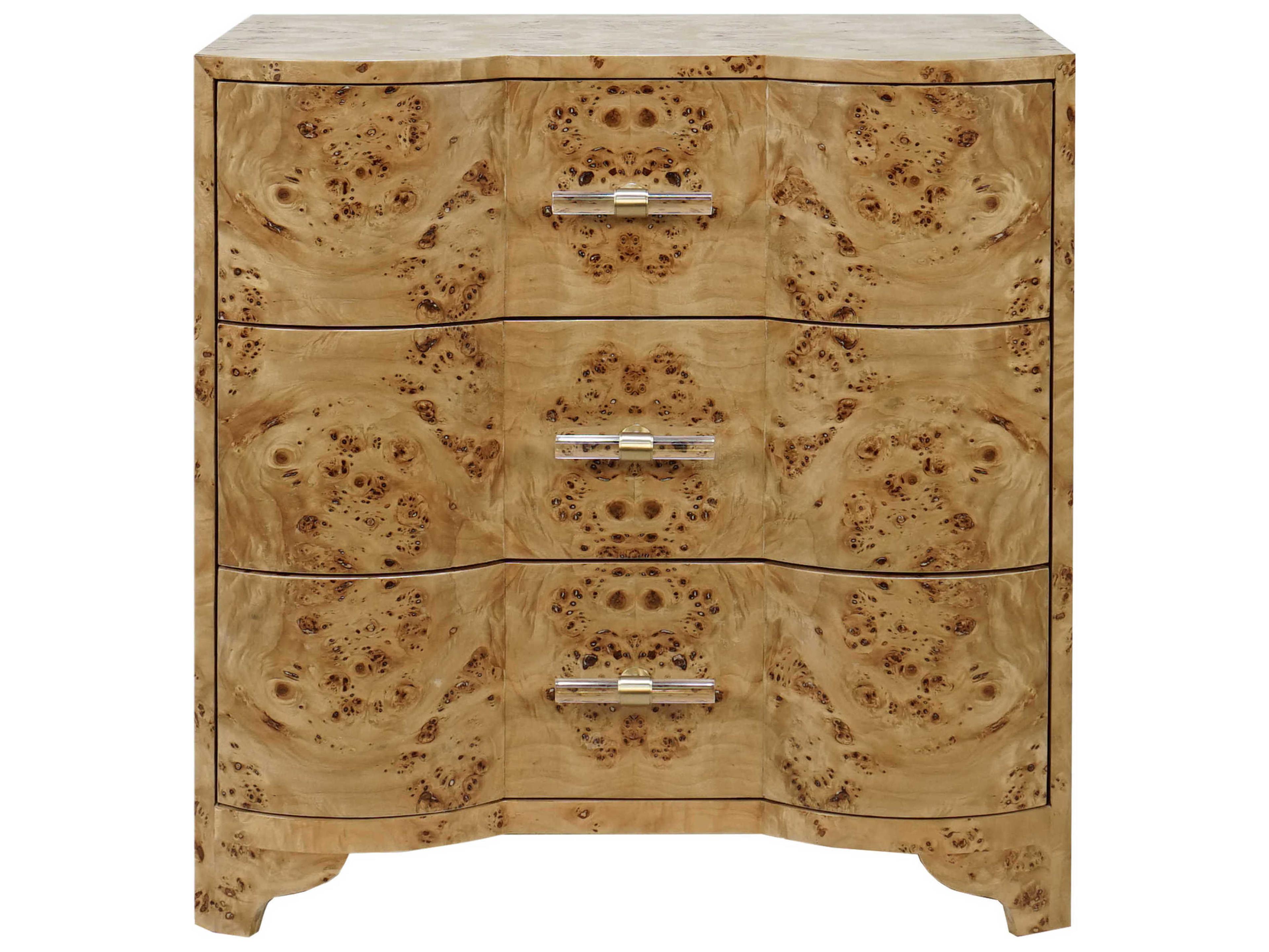 Worlds Away 3-Drawers Brown Hardwood Nightstand