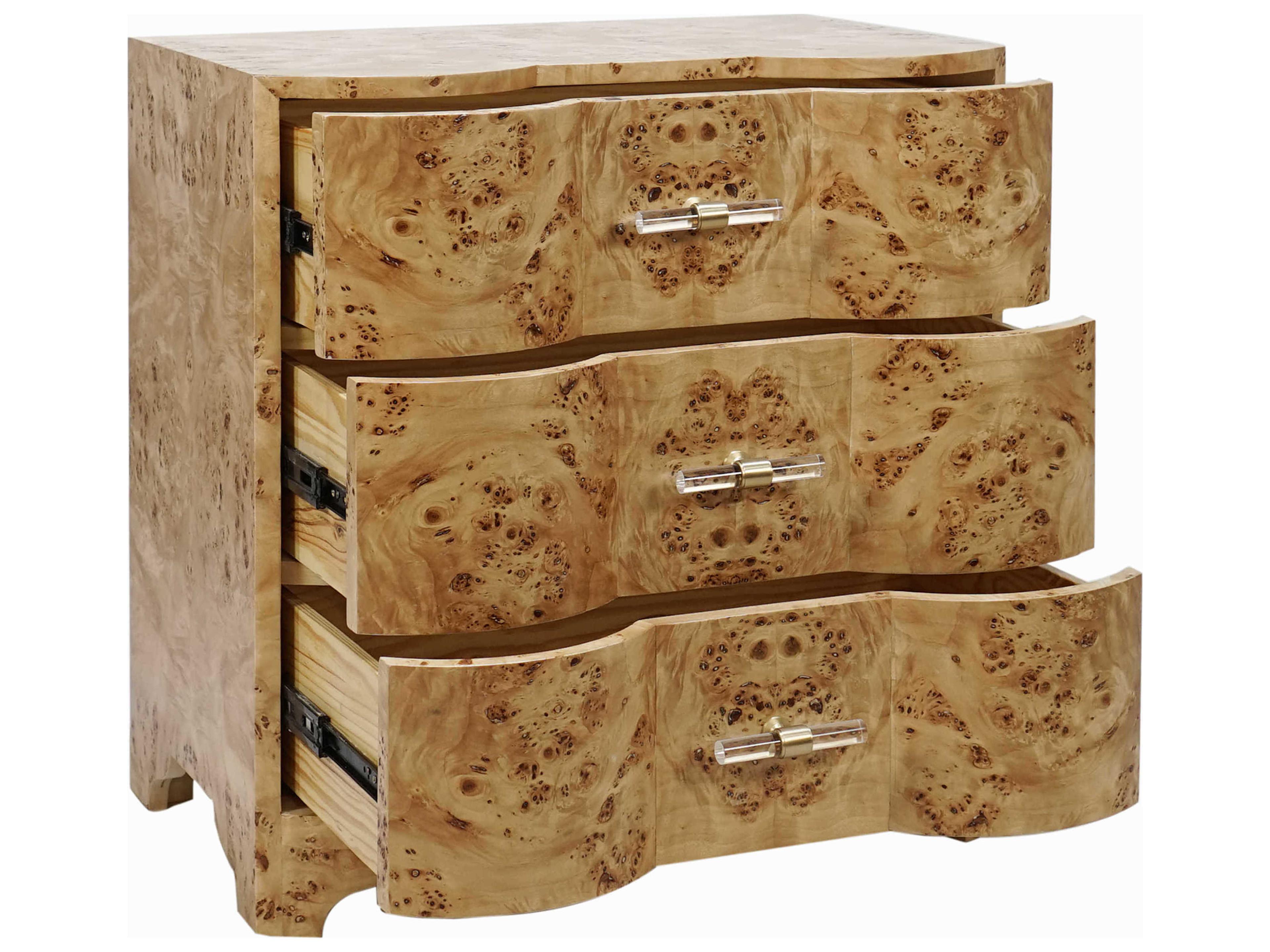Worlds Away 3-Drawers Brown Hardwood Nightstand