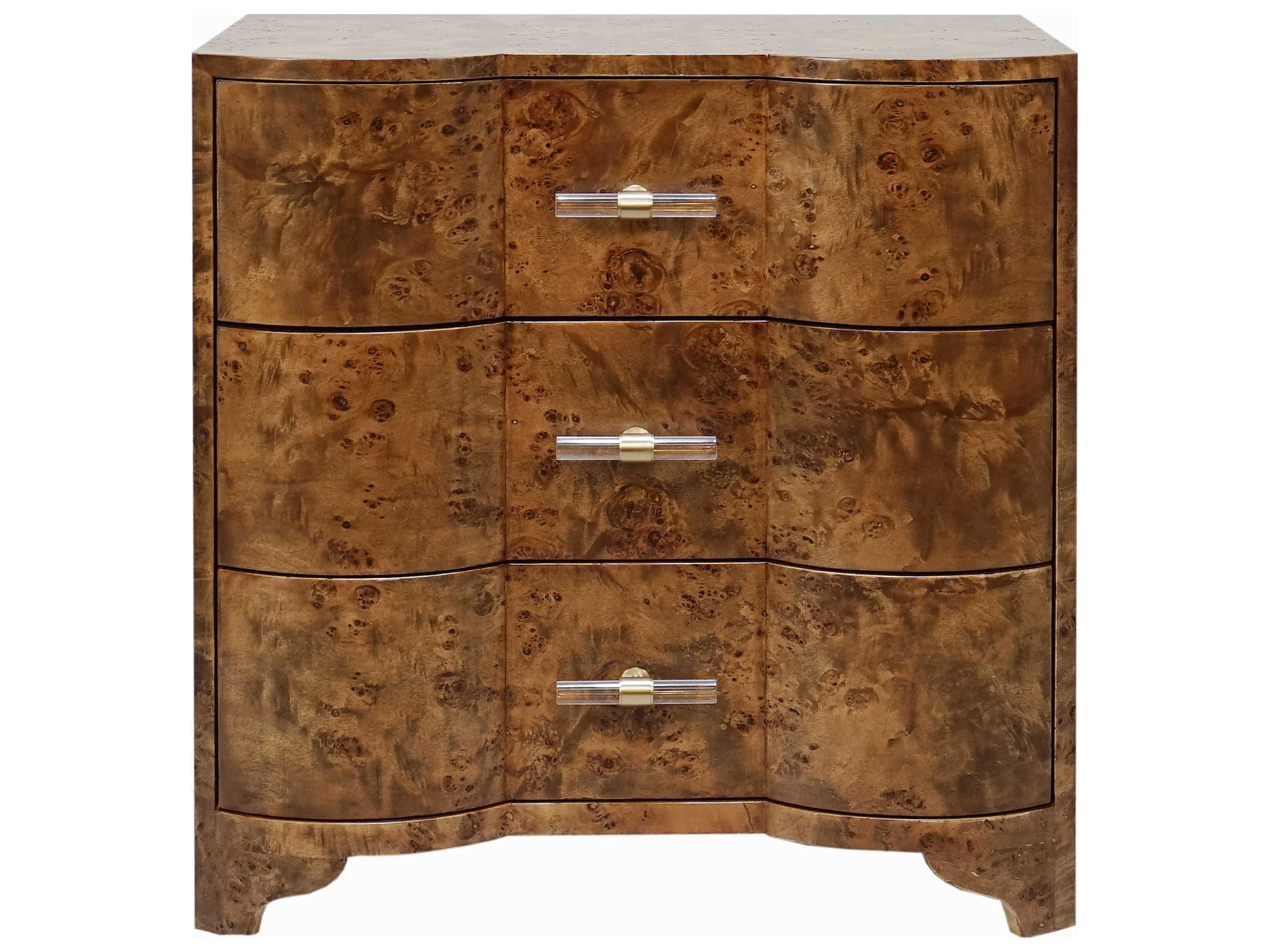 Worlds Away 3-Drawers Brown Hardwood Nightstand
