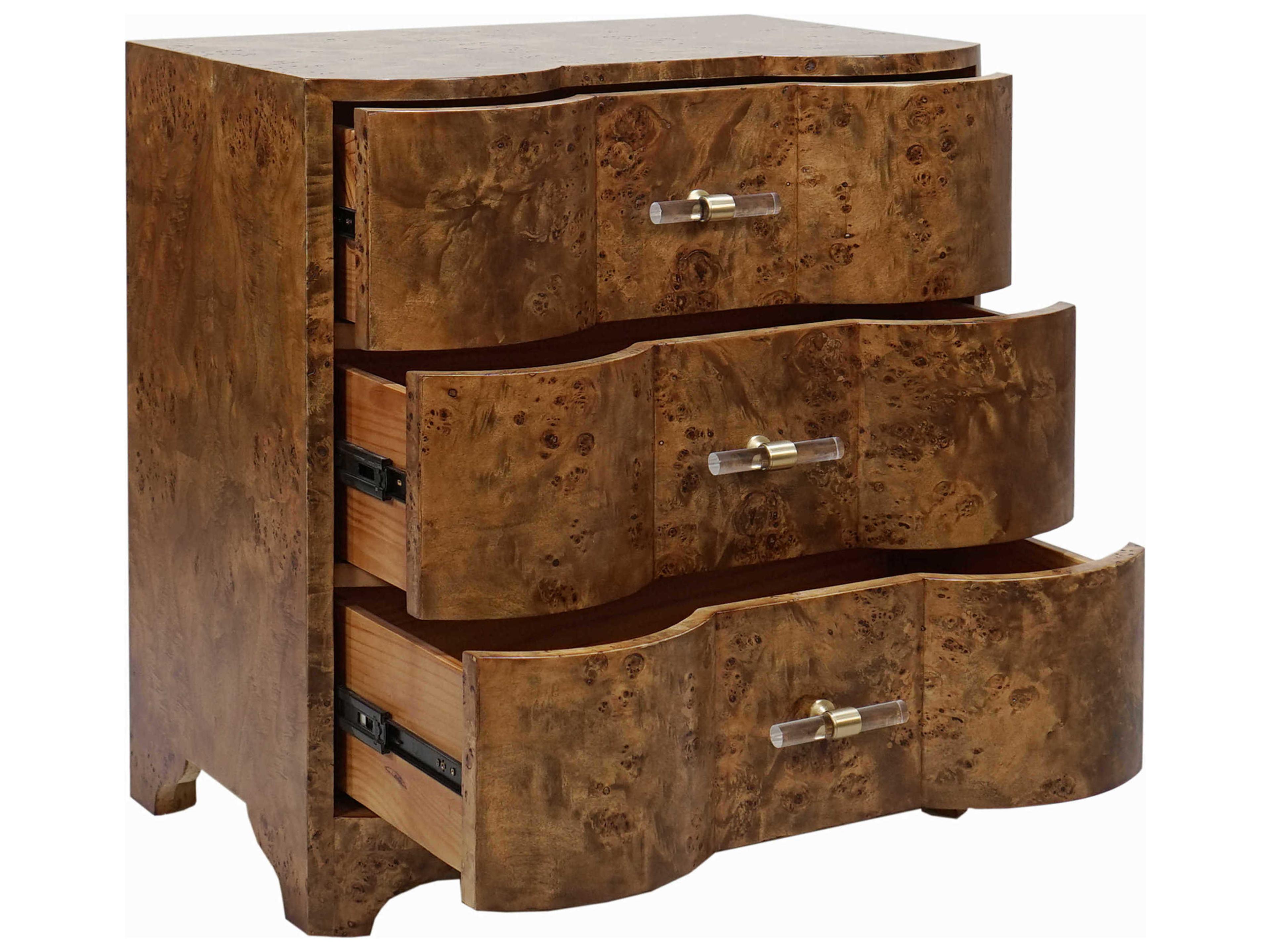 Worlds Away 3-Drawers Brown Hardwood Nightstand