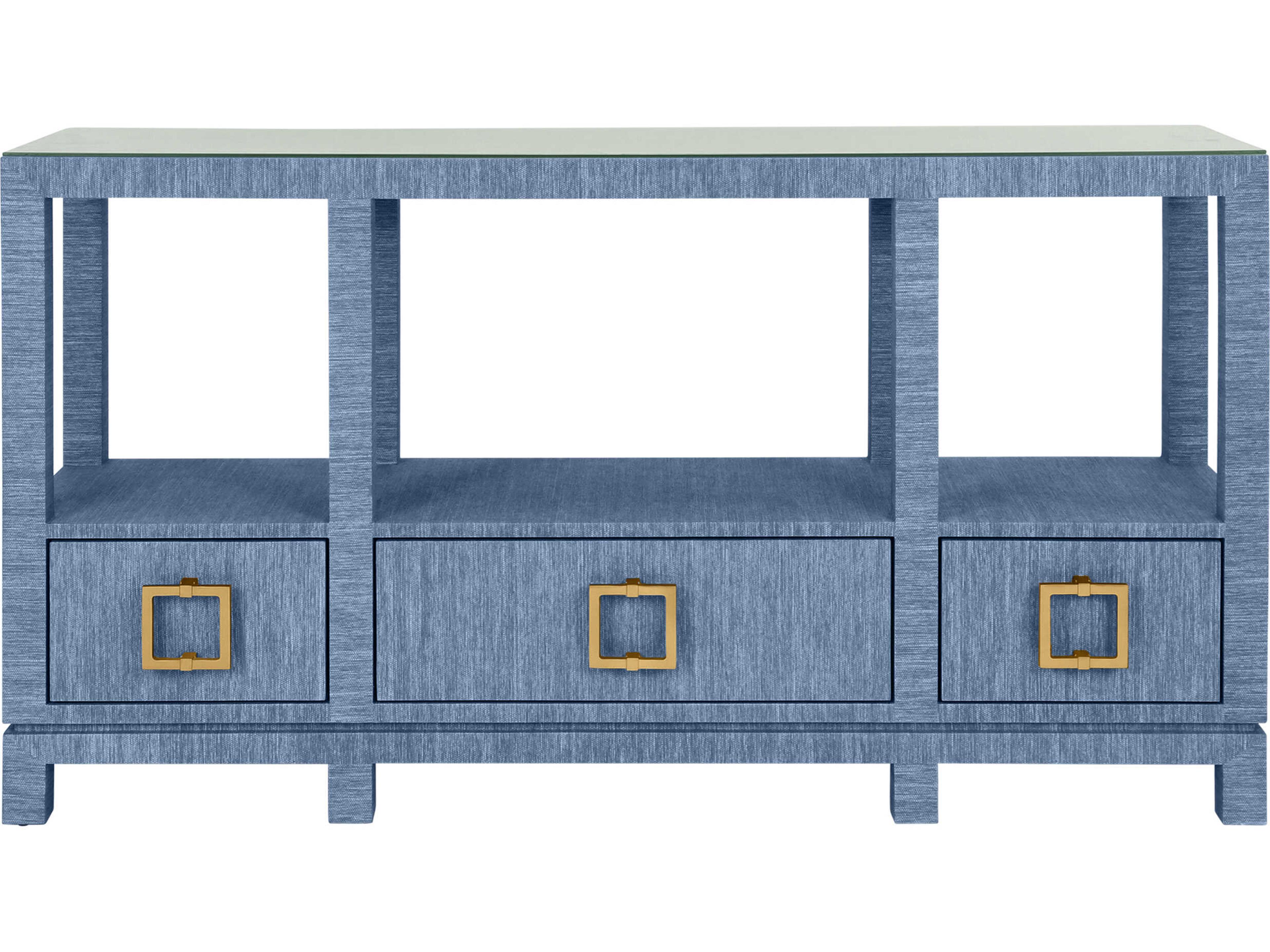 Worlds Away Campbell Rectangular Wood Blue Console Table