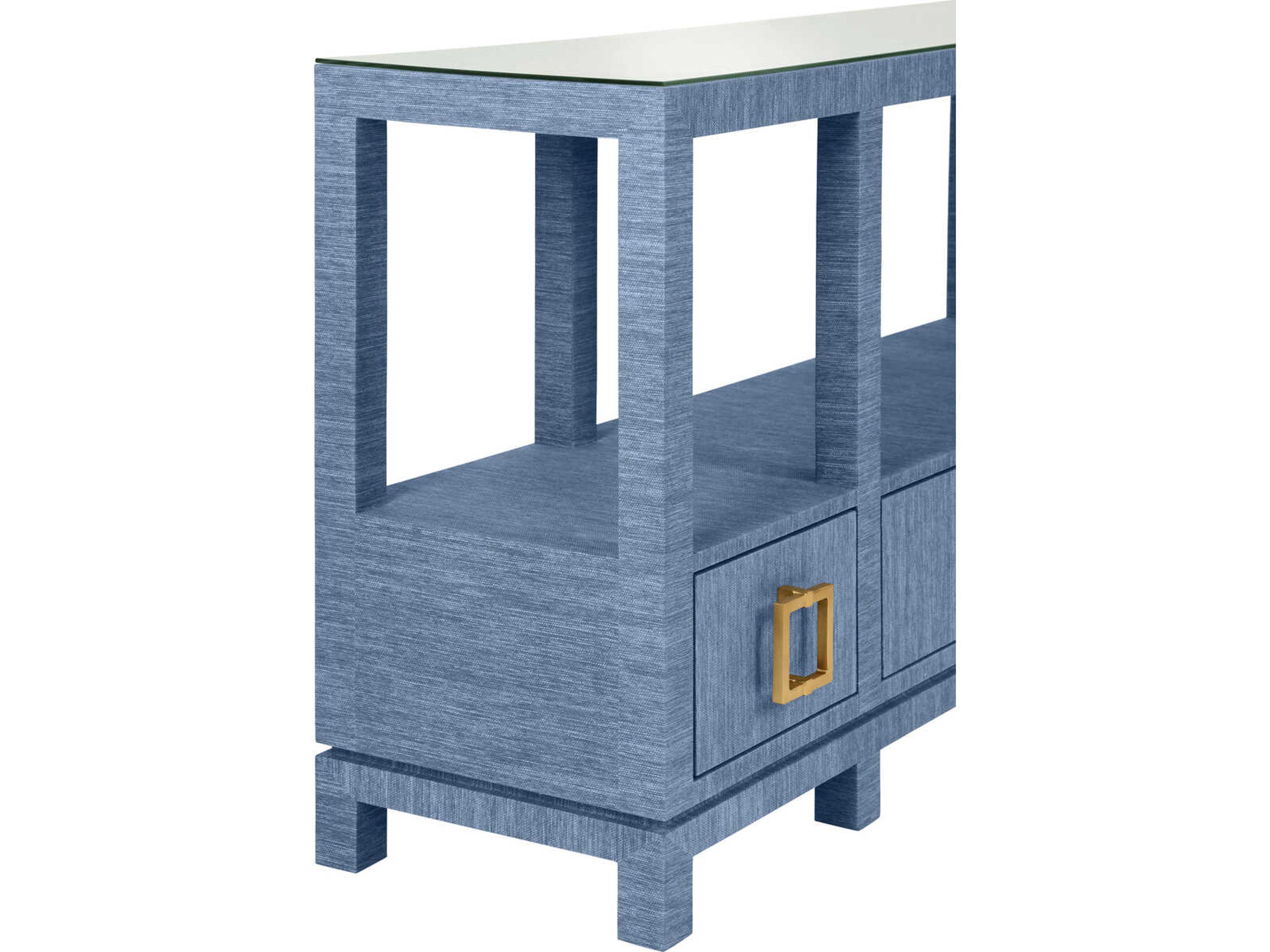 Worlds Away Campbell Rectangular Wood Blue Console Table