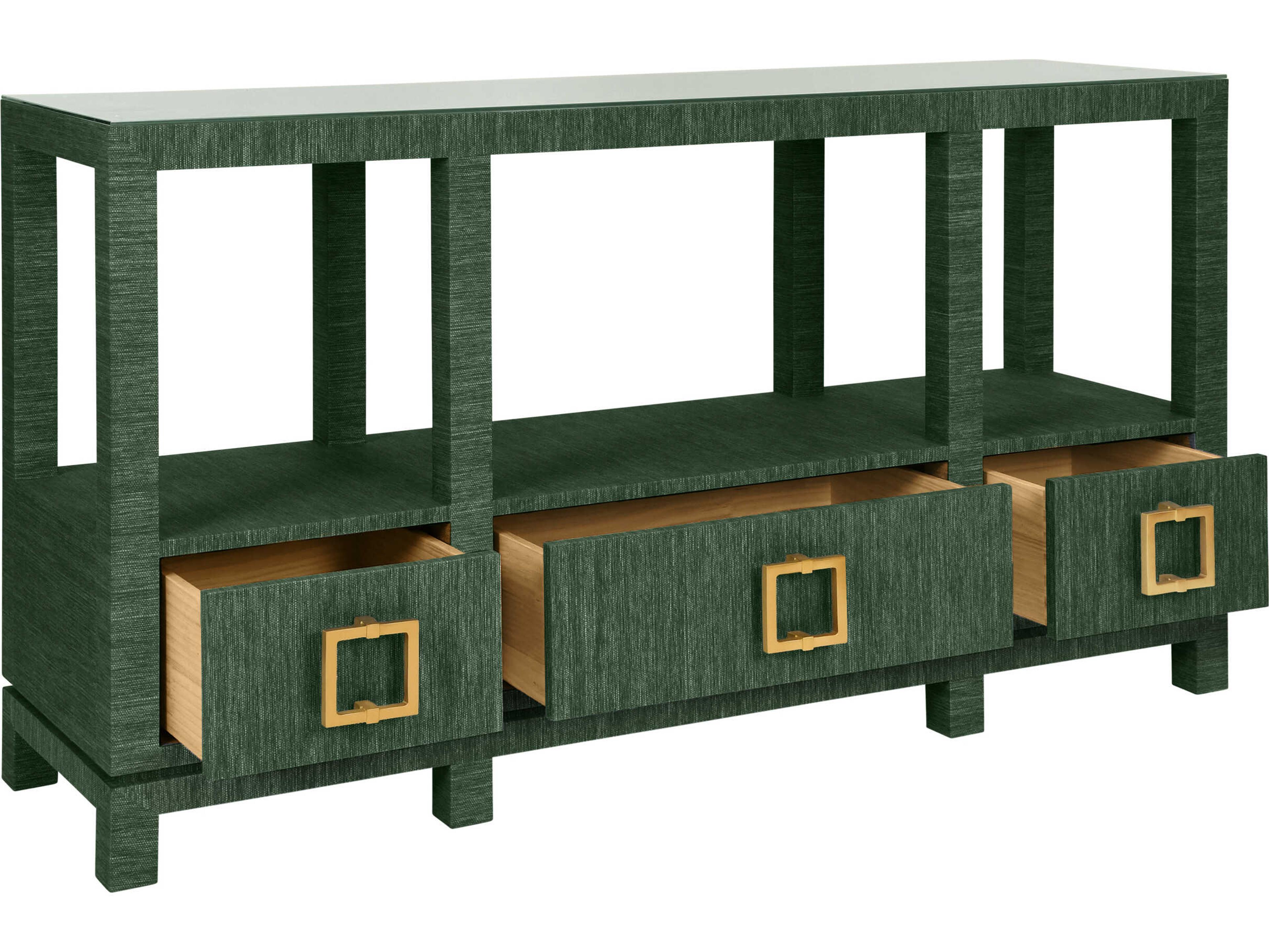 Worlds Away Campbell Rectangular Wood Green Console Table