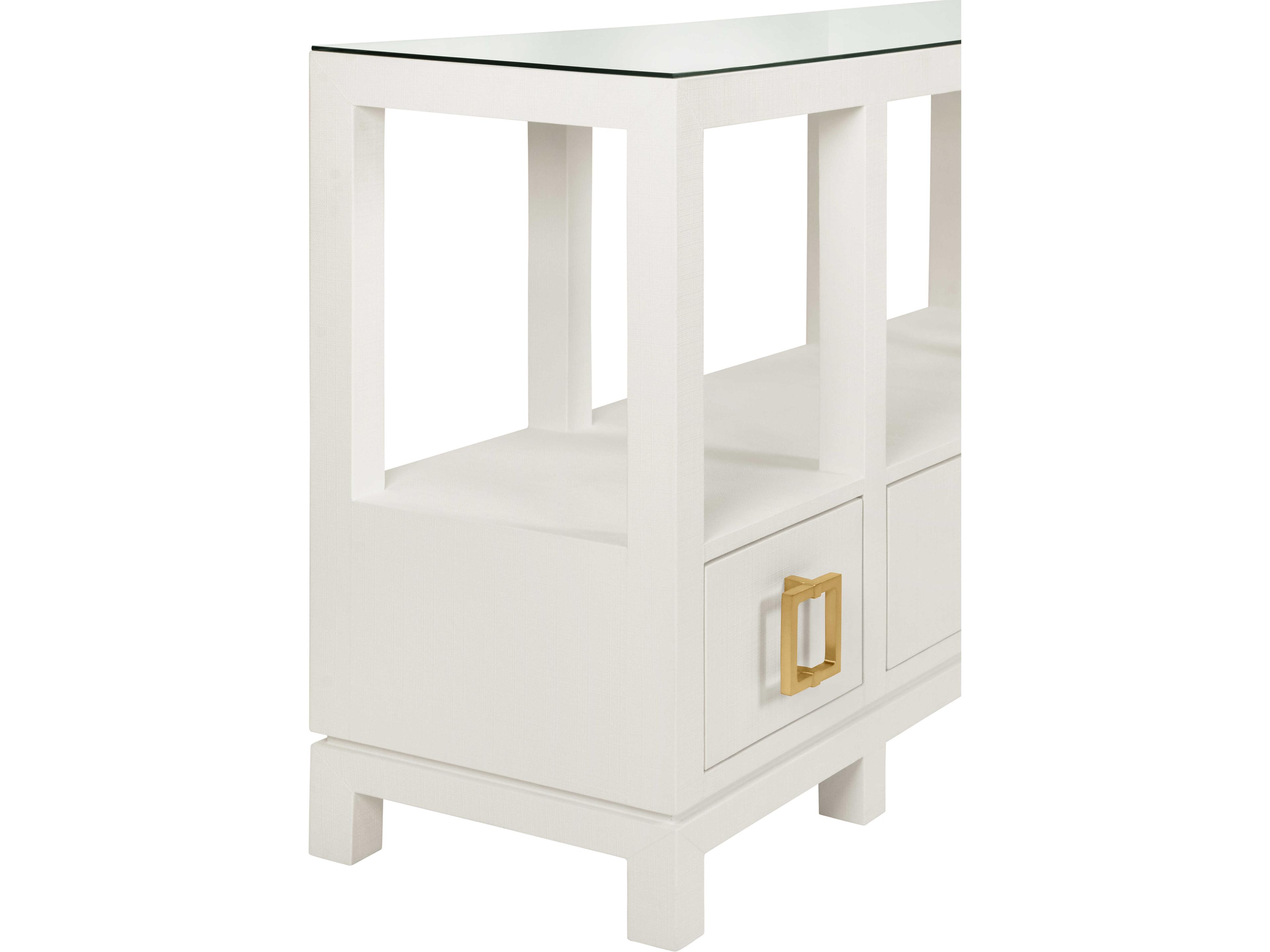 Worlds Away Campbell Rectangular Wood White Console Table