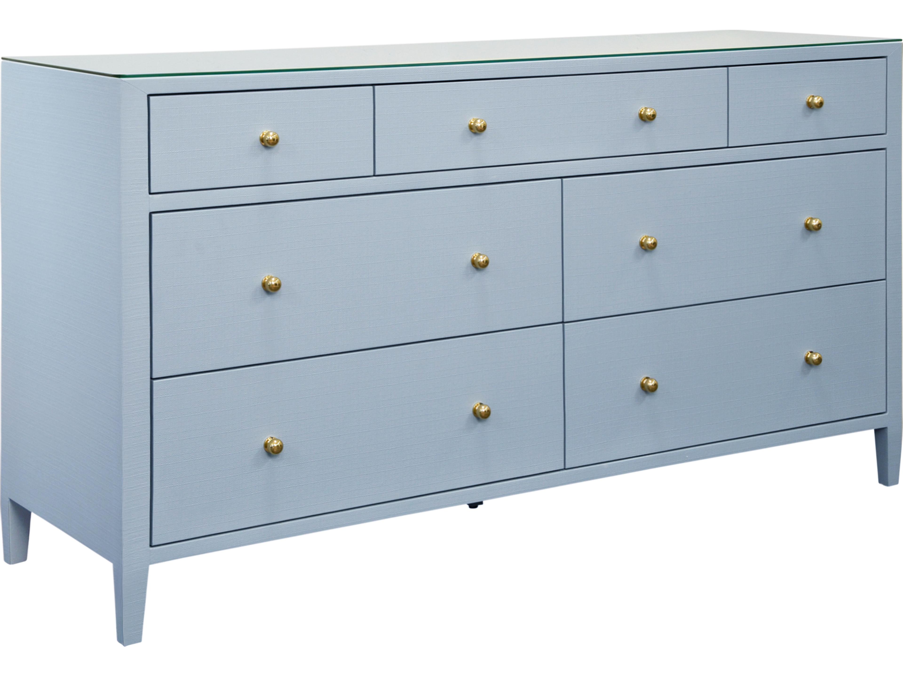 7-Drawers Blue Double Dresser