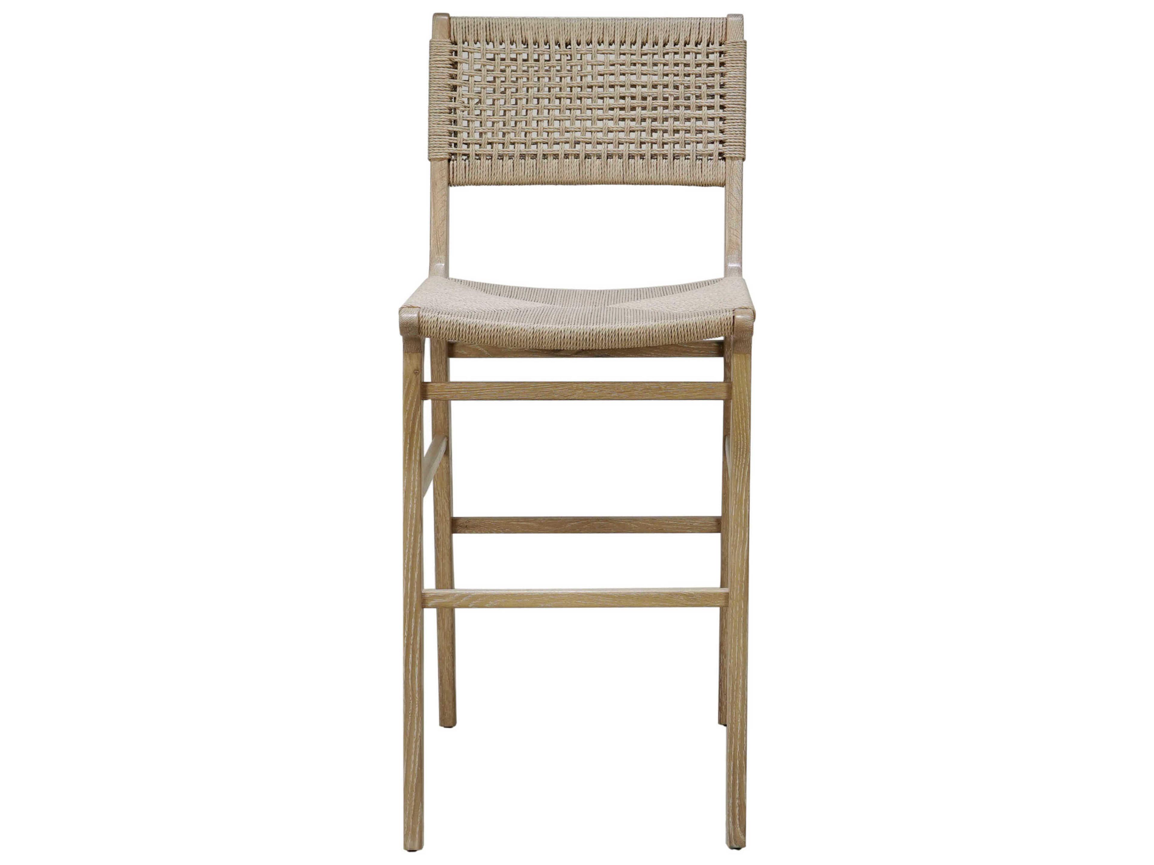 Worlds Away Hardwood Cerused Oak Bar Stool