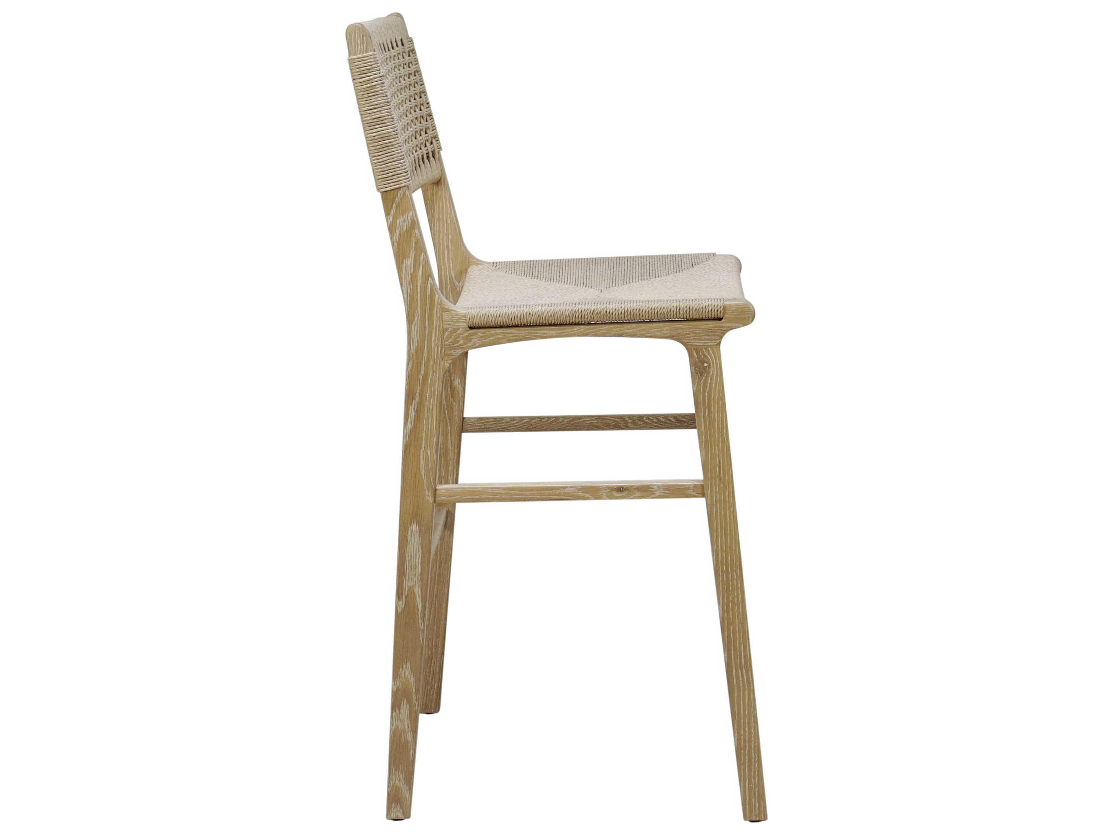 Worlds Away Hardwood Cerused Oak Bar Stool