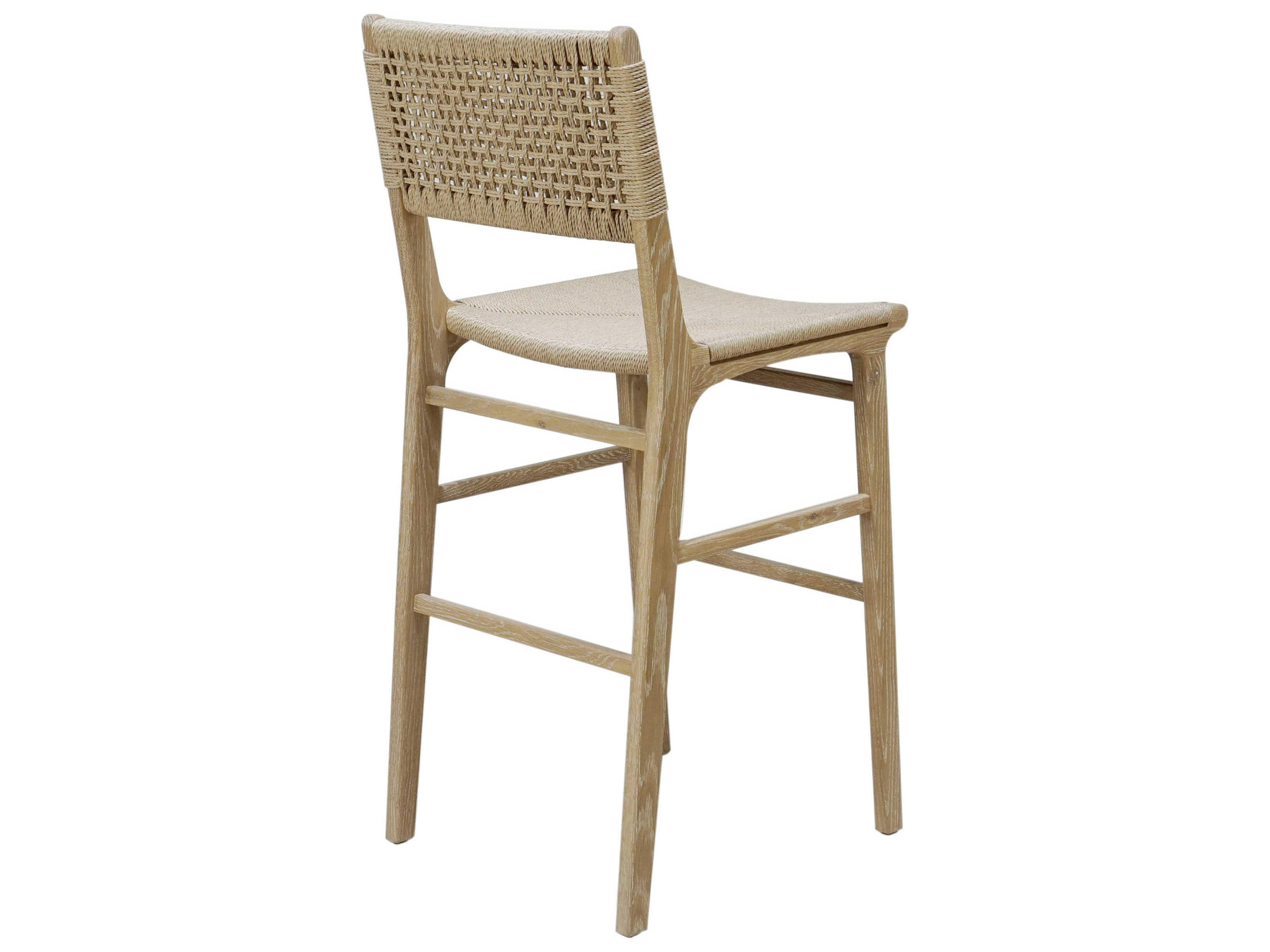 Worlds Away Hardwood Cerused Oak Bar Stool