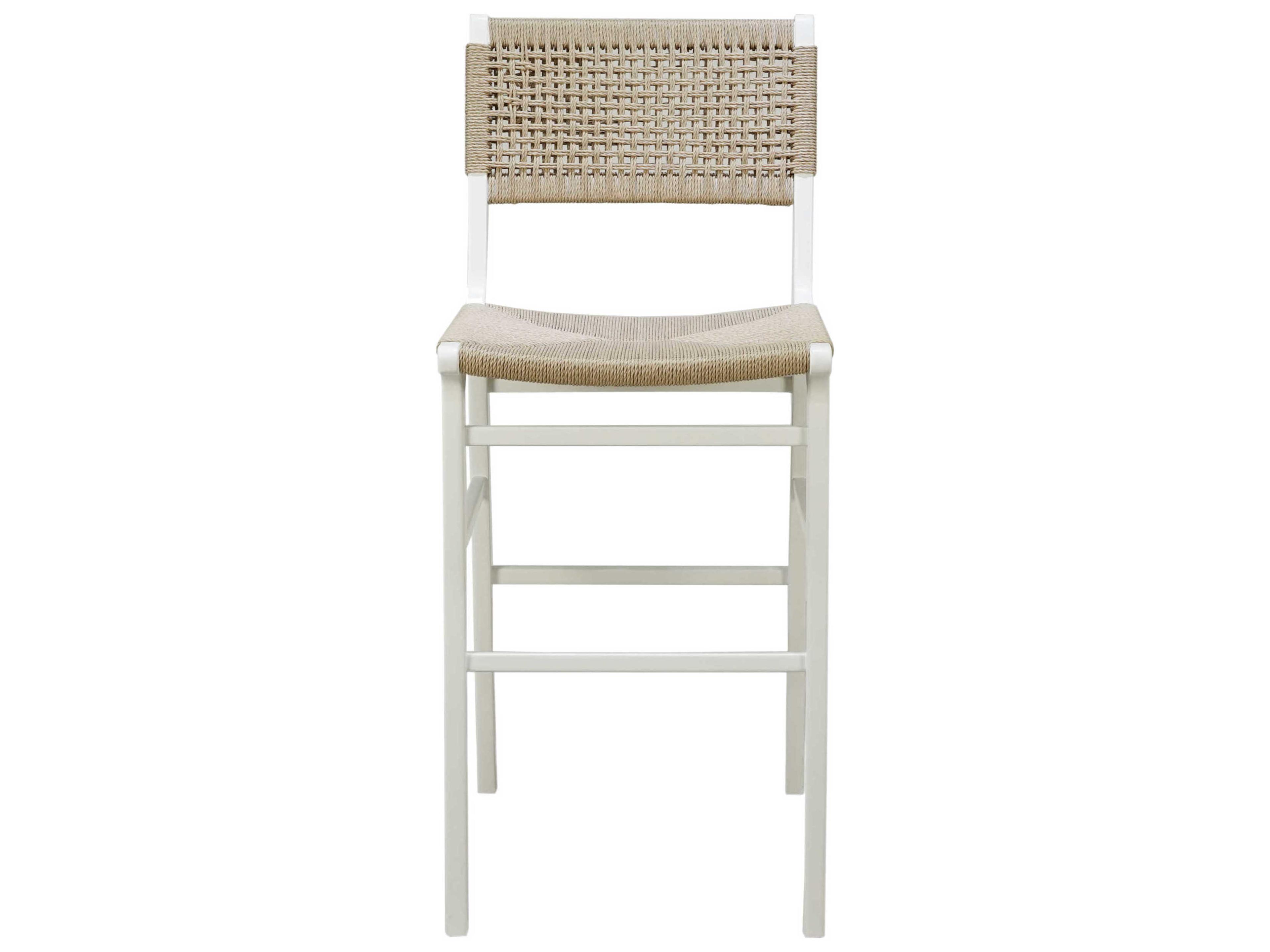 Worlds Away Hardwood Matte White Lacquer Bar Stool