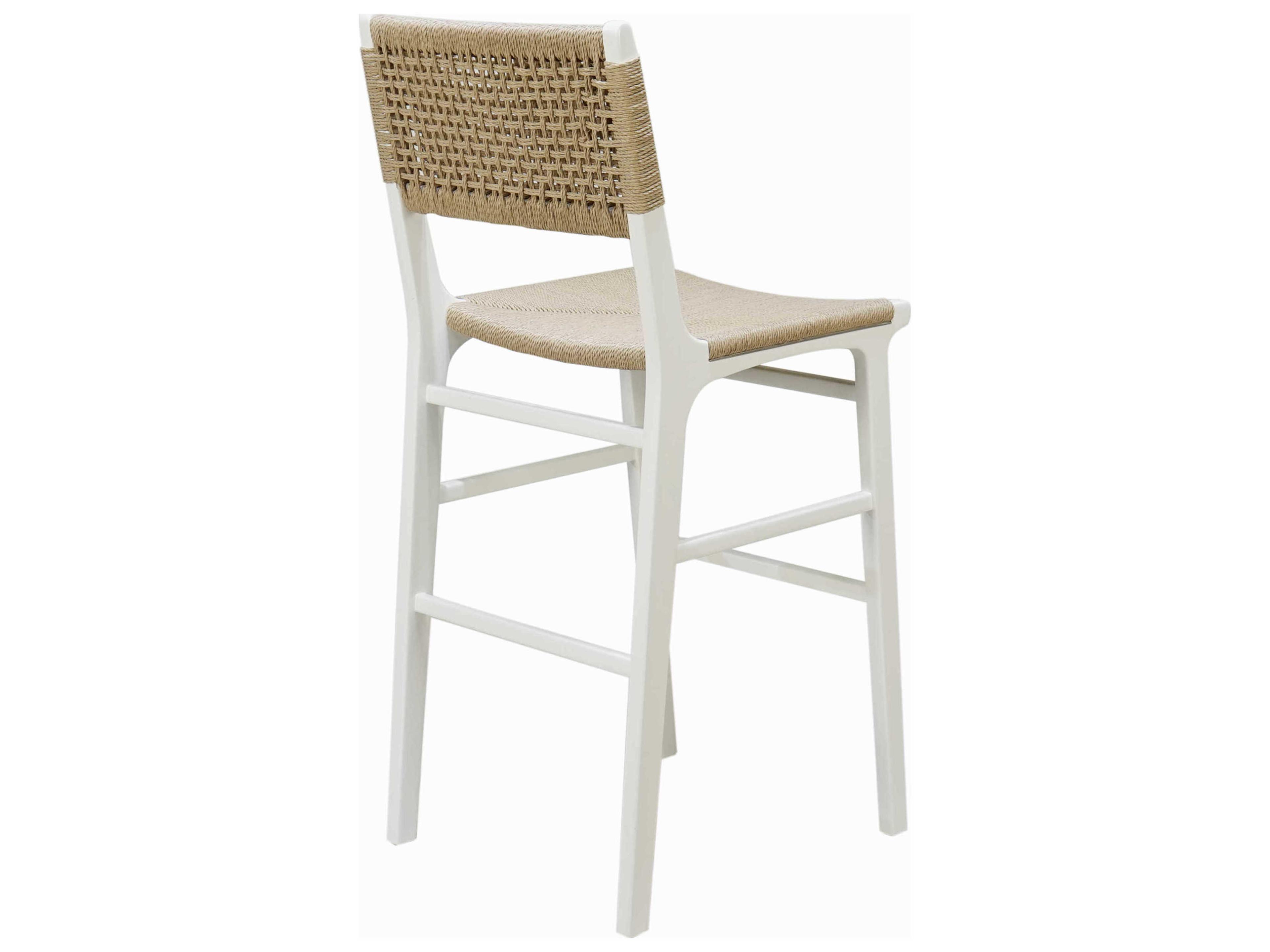 Worlds Away Hardwood Matte White Lacquer Bar Stool