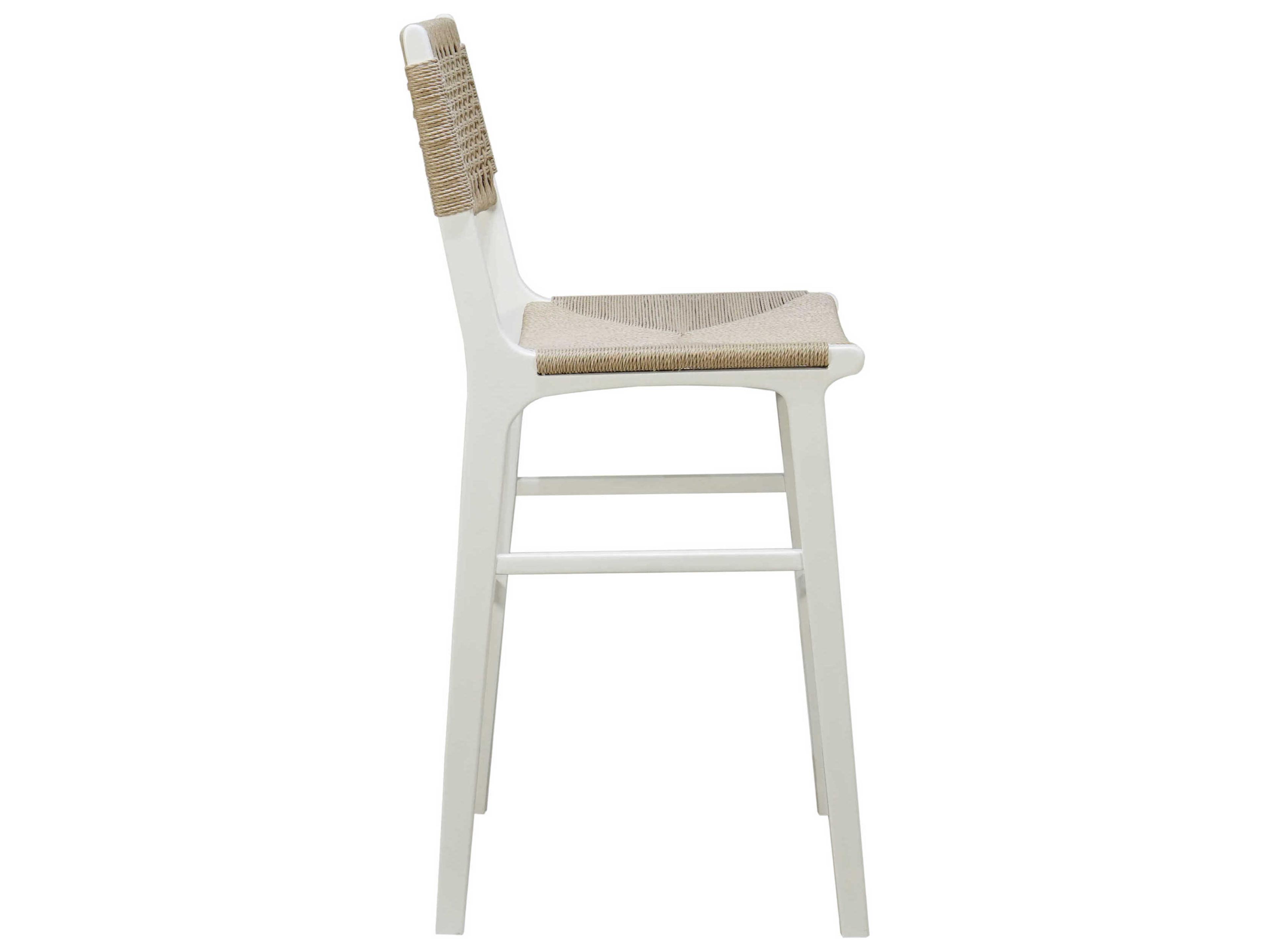 Worlds Away Hardwood Matte White Lacquer Bar Stool