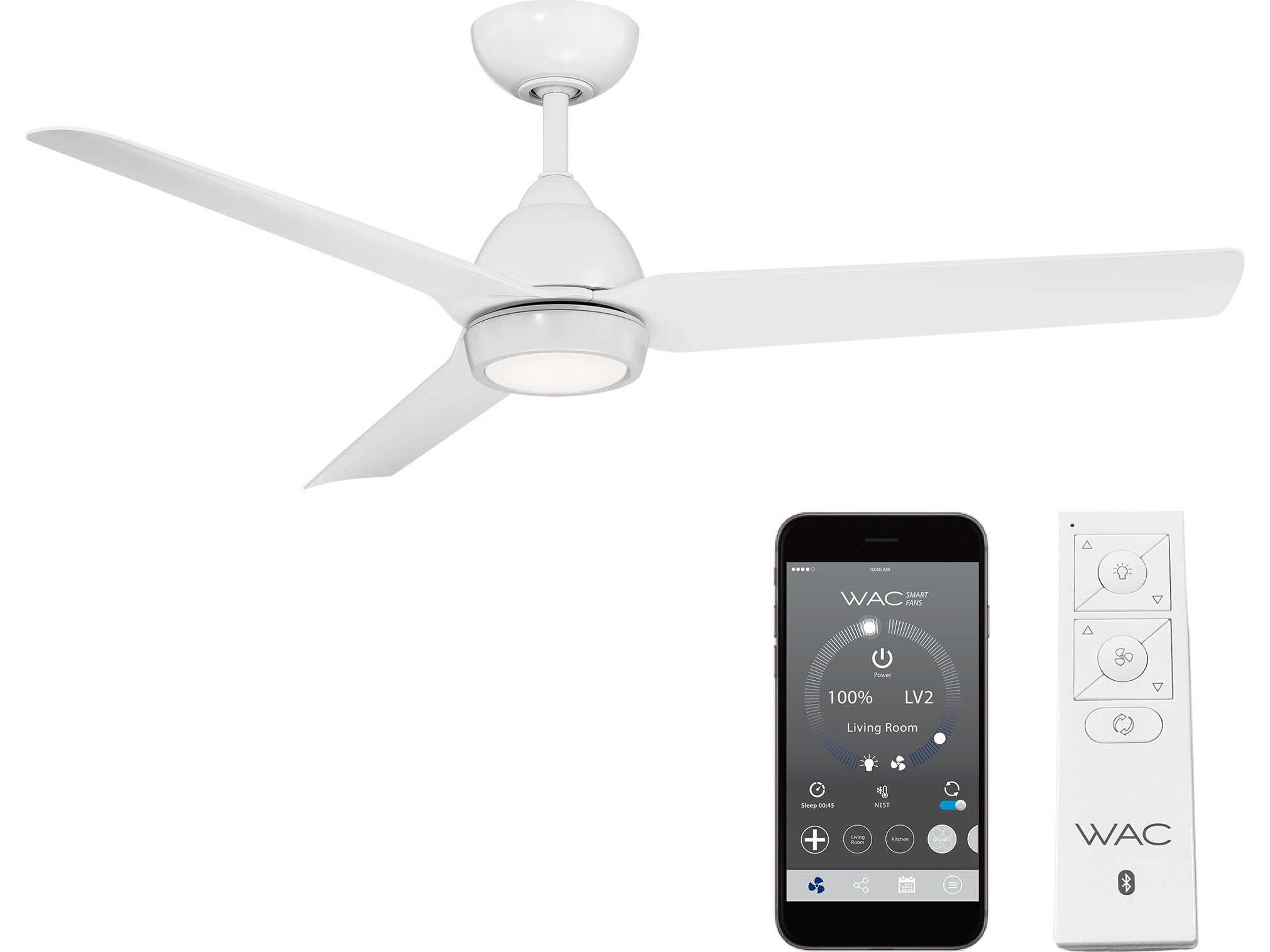 Mocha Smart Ceiling Fan 54 Inch Matte White