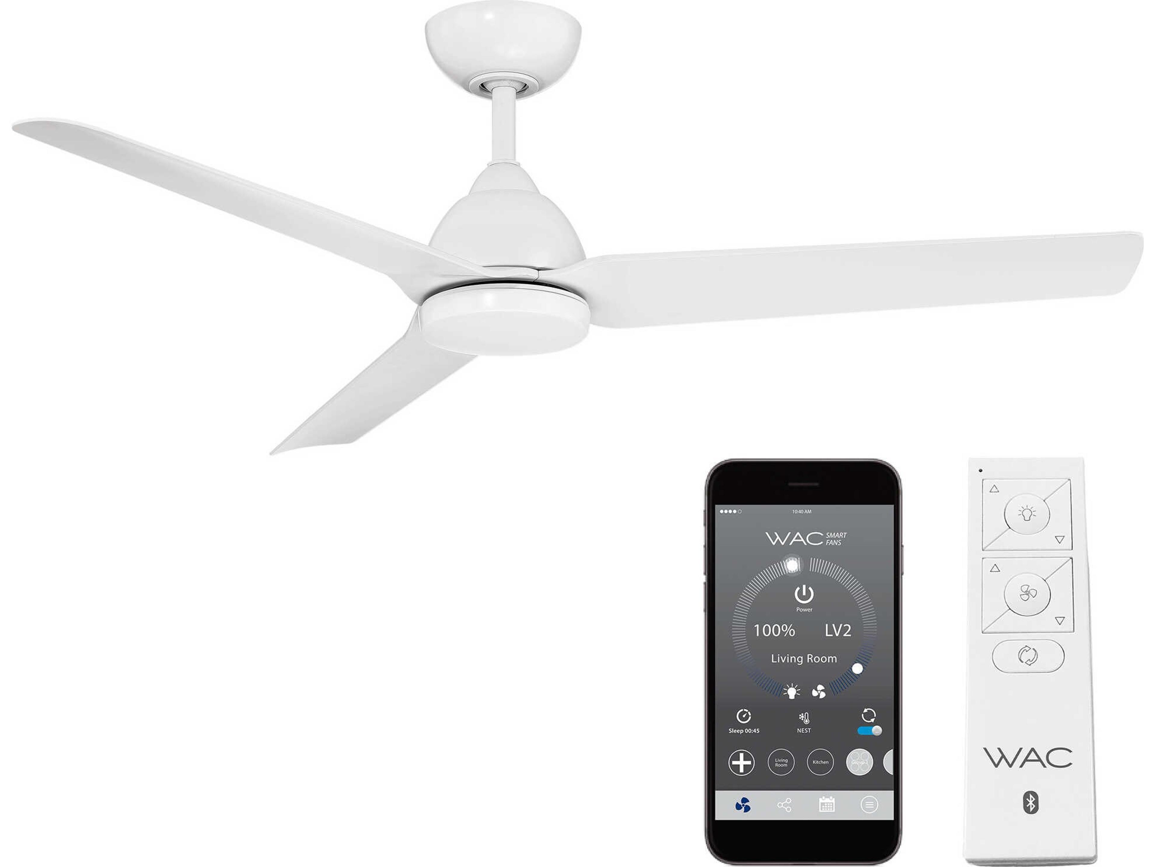 Mocha 54 Inch Smart Ceiling Fan in Matte White