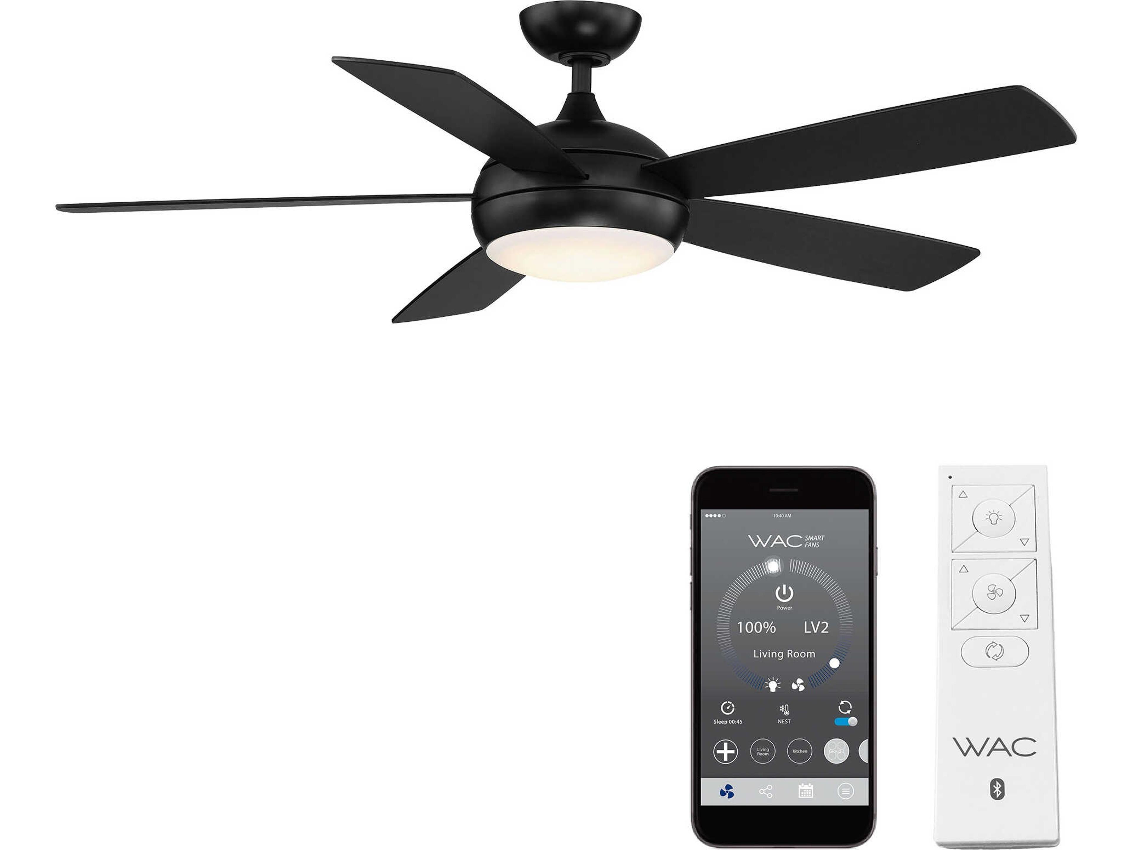 Odyssey 52 Inch Smart LED Ceiling Fan Matte Black