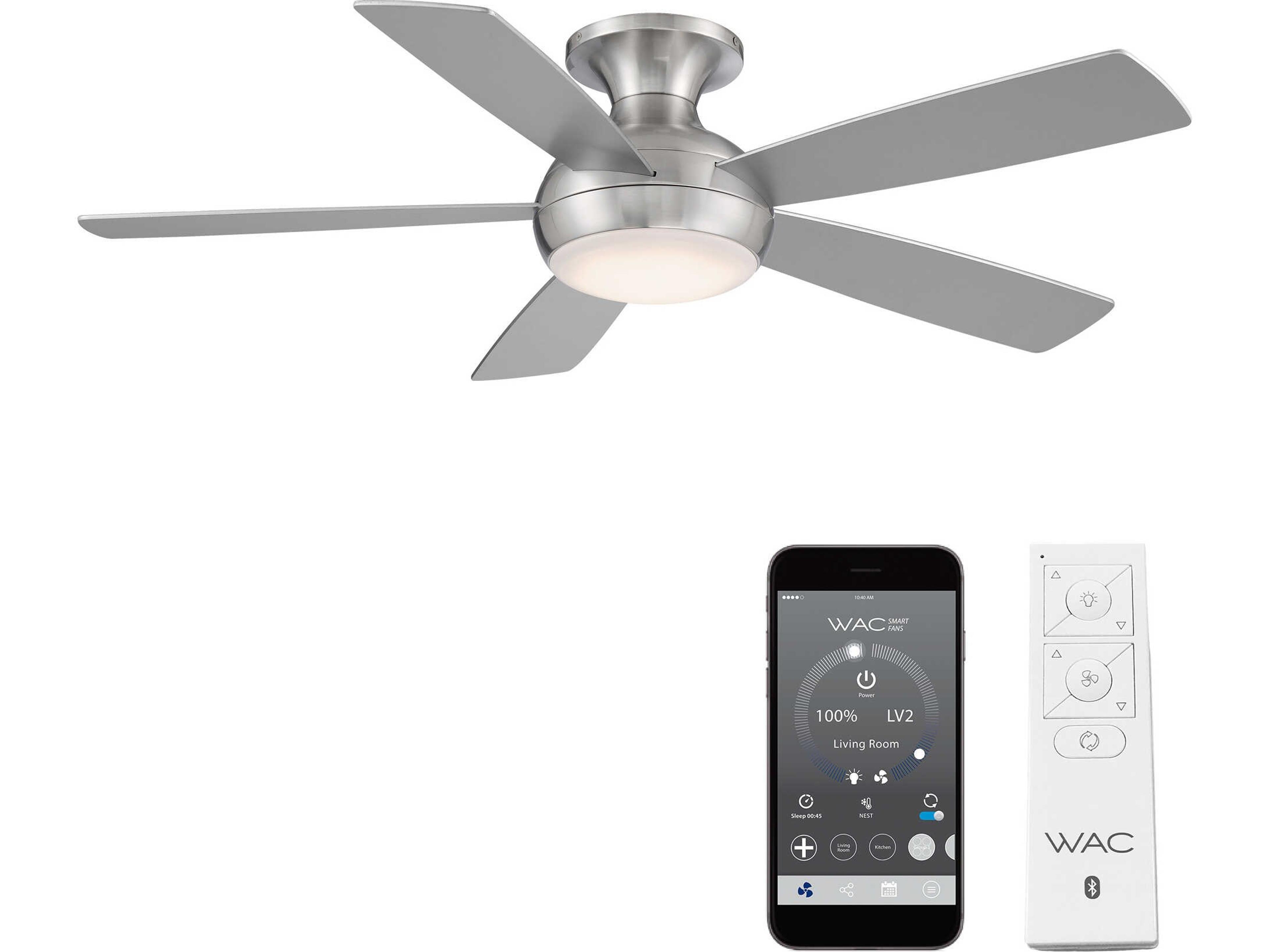Odyssey 52 Inch LED Flush Mount Ceiling Fan Smart Capable