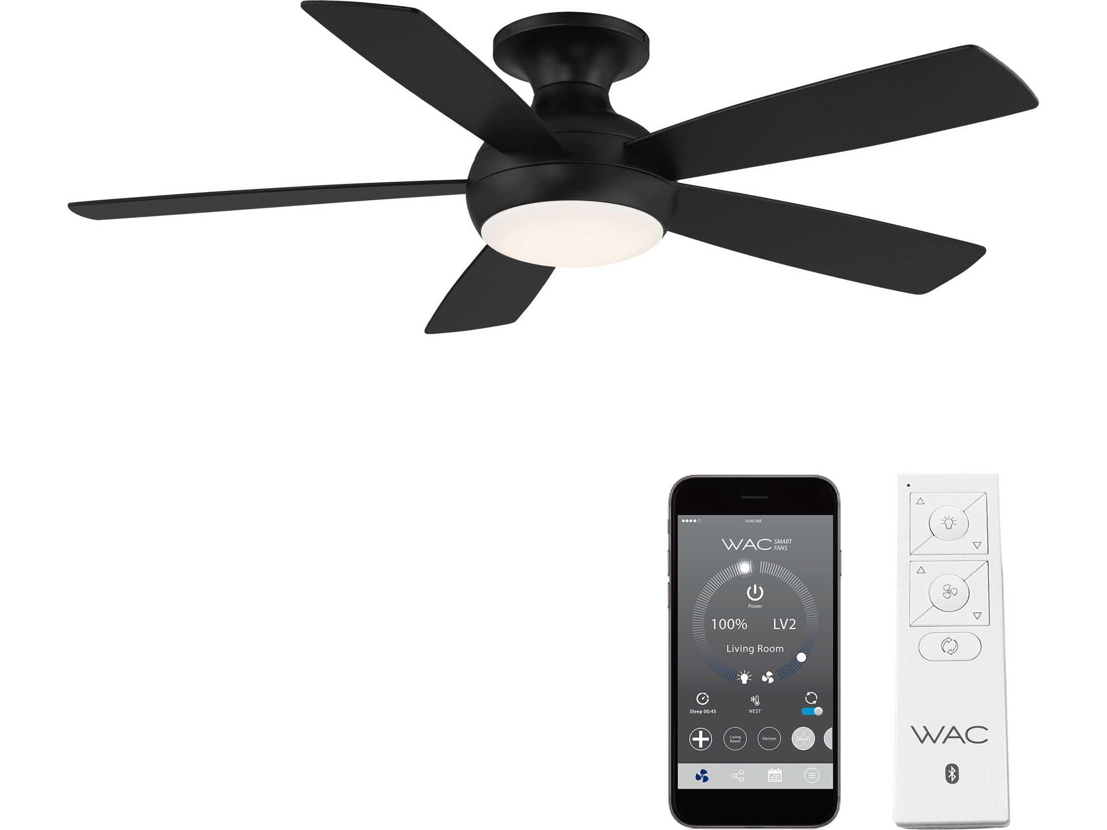 Odyssey 52 Inch Smart Flush Mount Ceiling Fan Matte Black